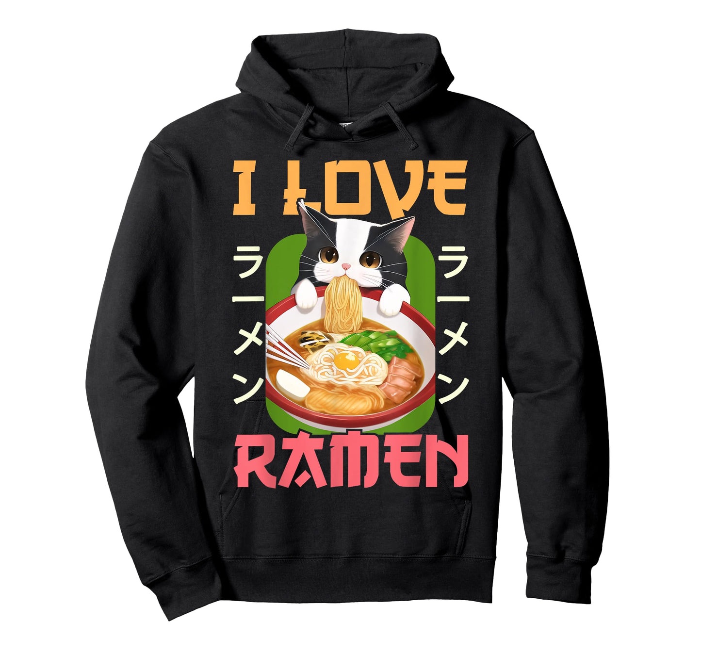 I Love Ramen Noodles Kawaii Cat Anime Otaku Teen Girl T-Shirt