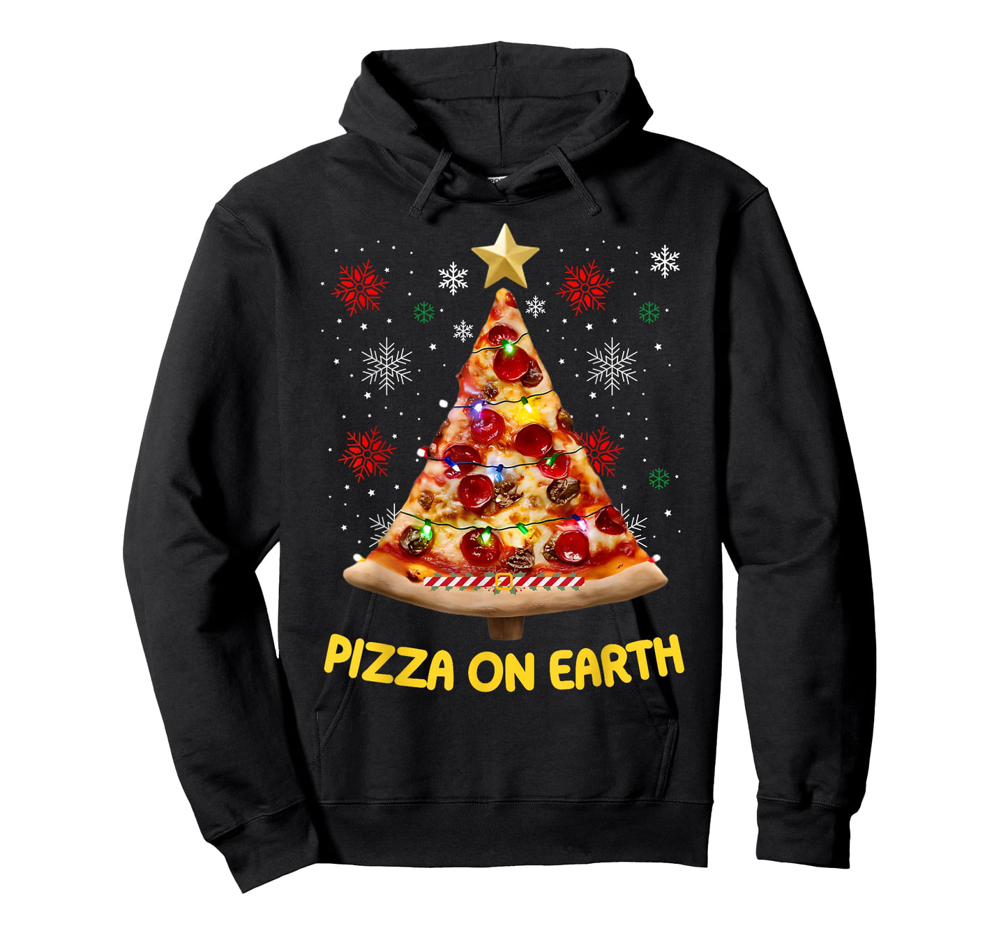 Pizza on Earth Christmas Tree Funny Xmas Pizza Fast Food Tee T-Shirt