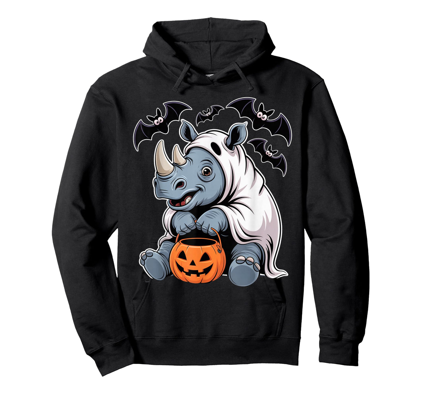 Rhino Ghost Trick or Treat Halloween Outfit with Bats T-Shirt