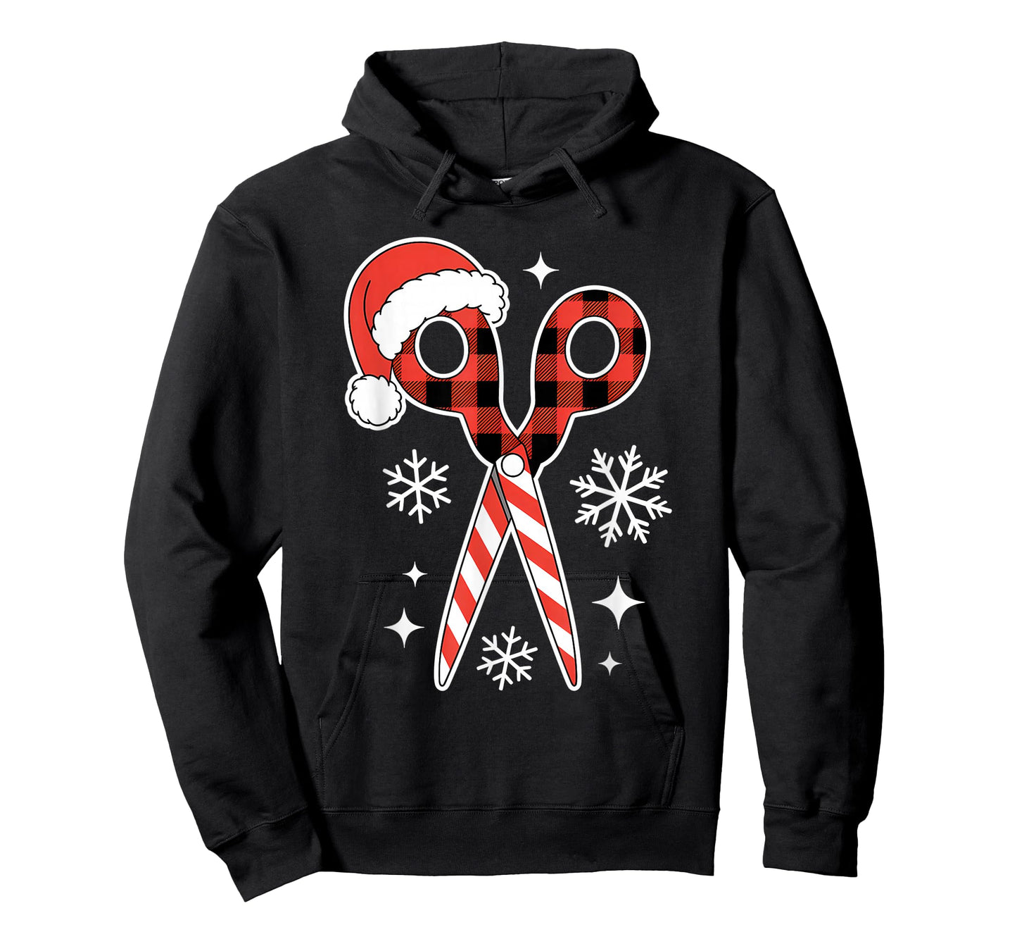 Christmas Buffalo Plaid Scissors with Santa Hat Men Women T-Shirt