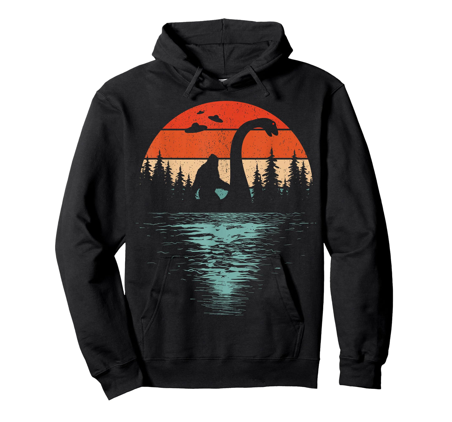 Bigfoot Riding Loch Ness Monster 80s Funny Sasquatch Nessie T-Shirt