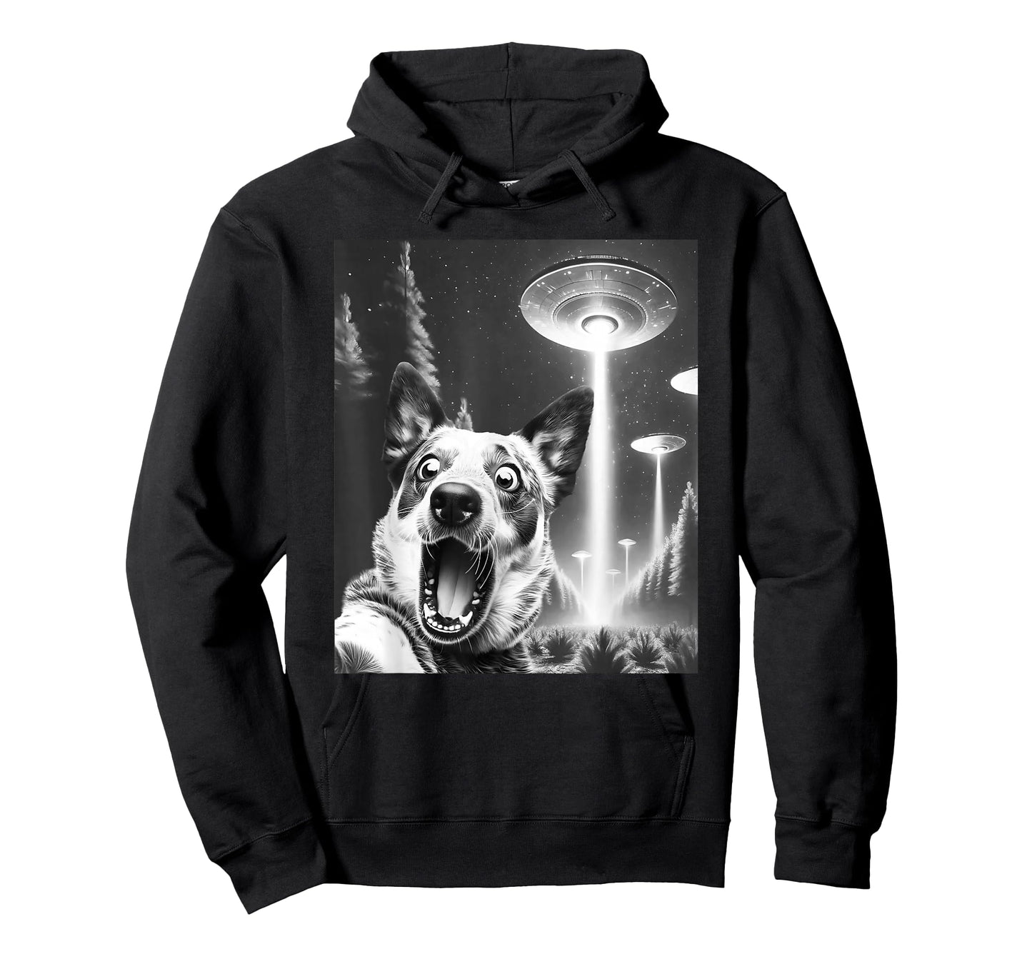 Funny Blue Heeler Alien UFO Taking a Selfie Dog Mom Dad T-Shirt
