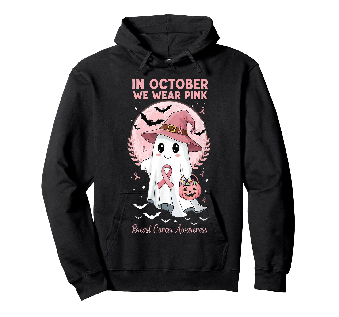 in October We Wear Pink Ghost Breast Cancer Awareness T-Shirt