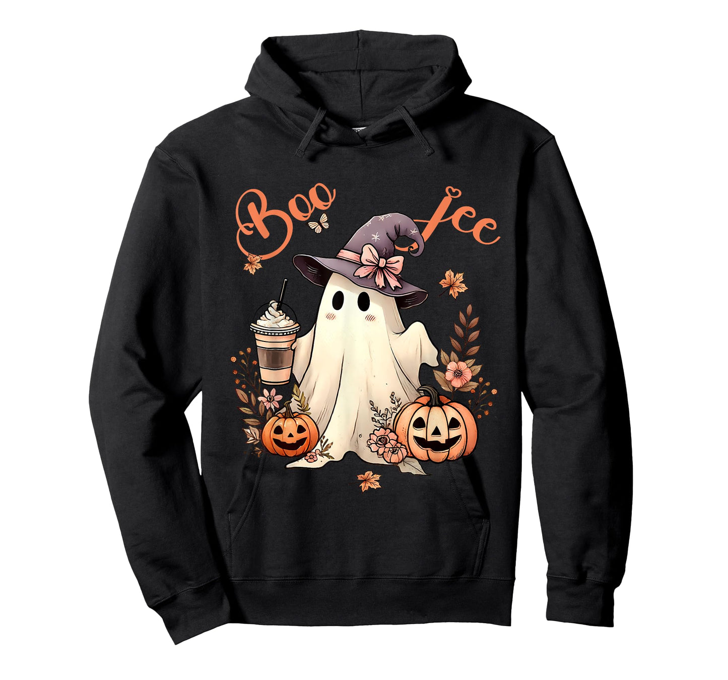 Boo Jee Ghost Drinking Coffee Coquette Bow Halloween Women T-Shirt