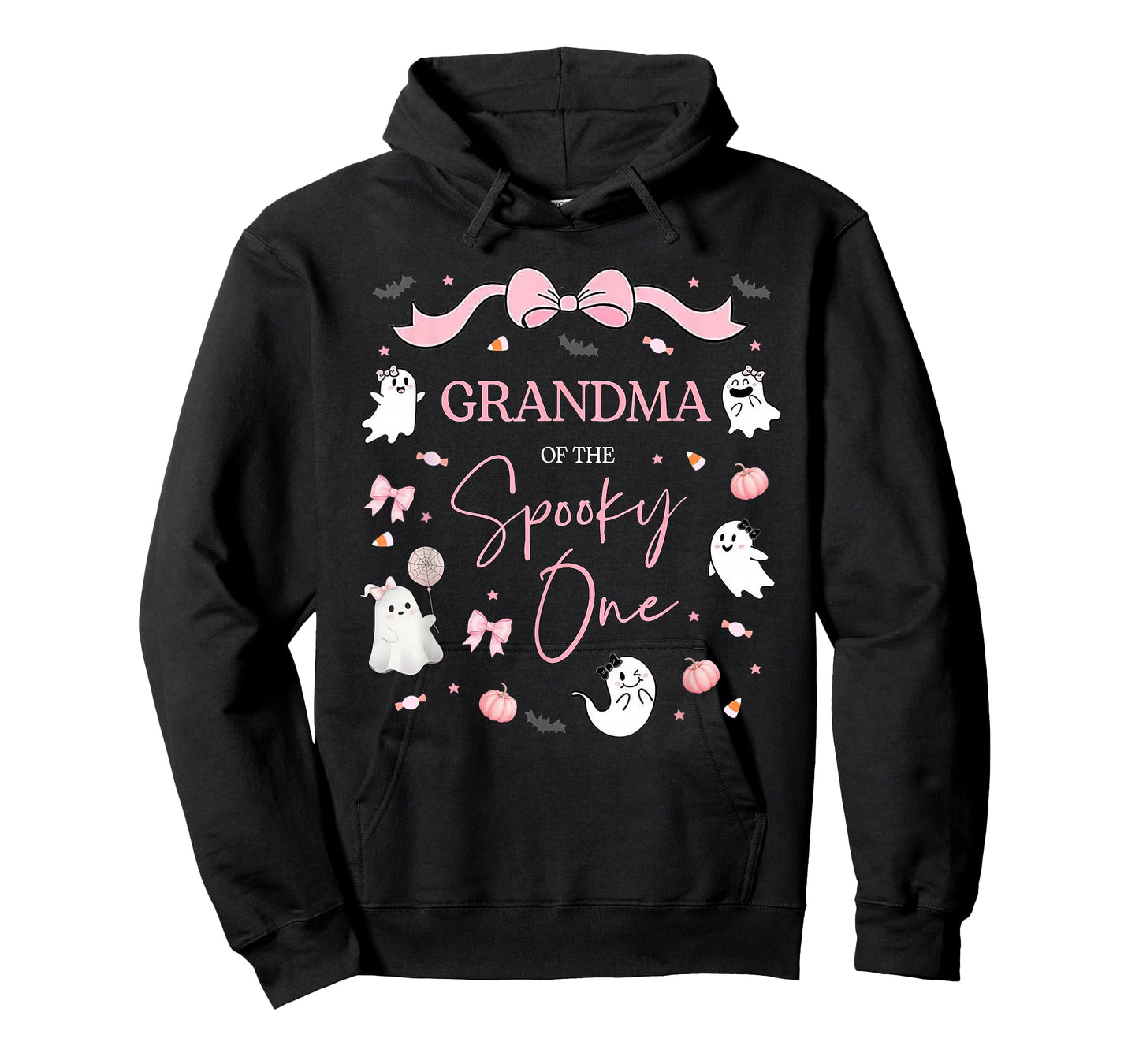 Grandma of The Spooky One Birthday Girl Pink Bow Halloween T-Shirt