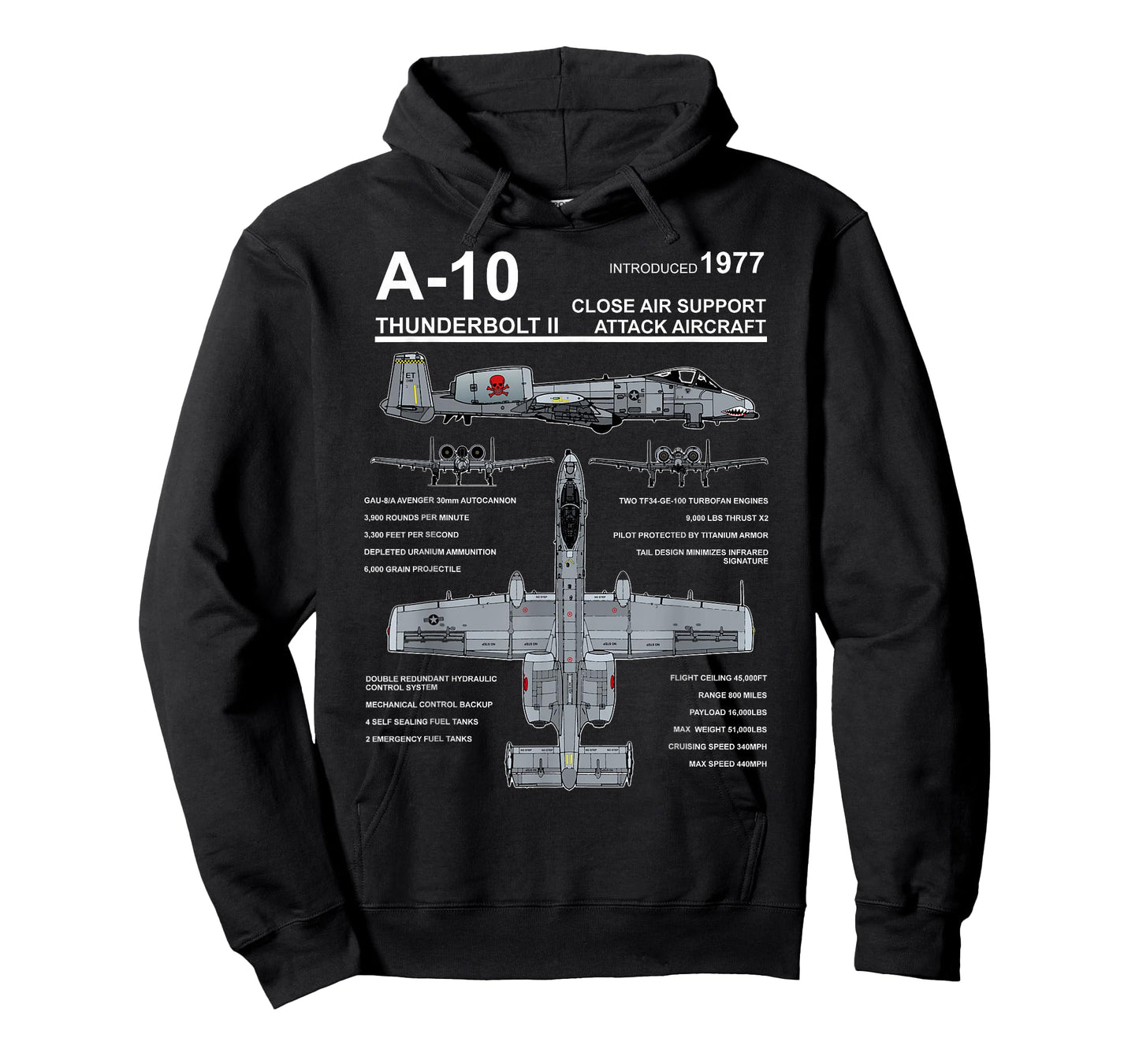 A-10 Thunderbolt II Warthog Military Jet Blueprint T-Shirt