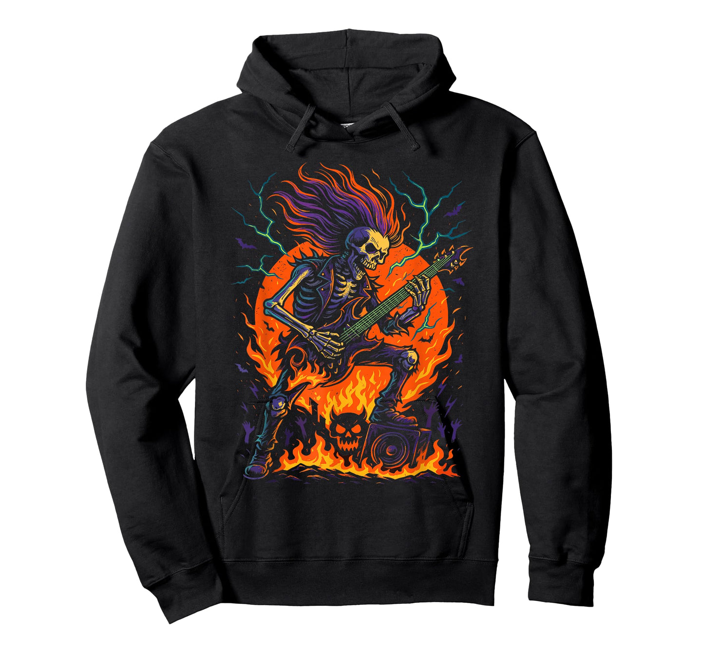 Rocking Skeleton Witch Guitar Halloween Ghost Pumpkin T-Shirt