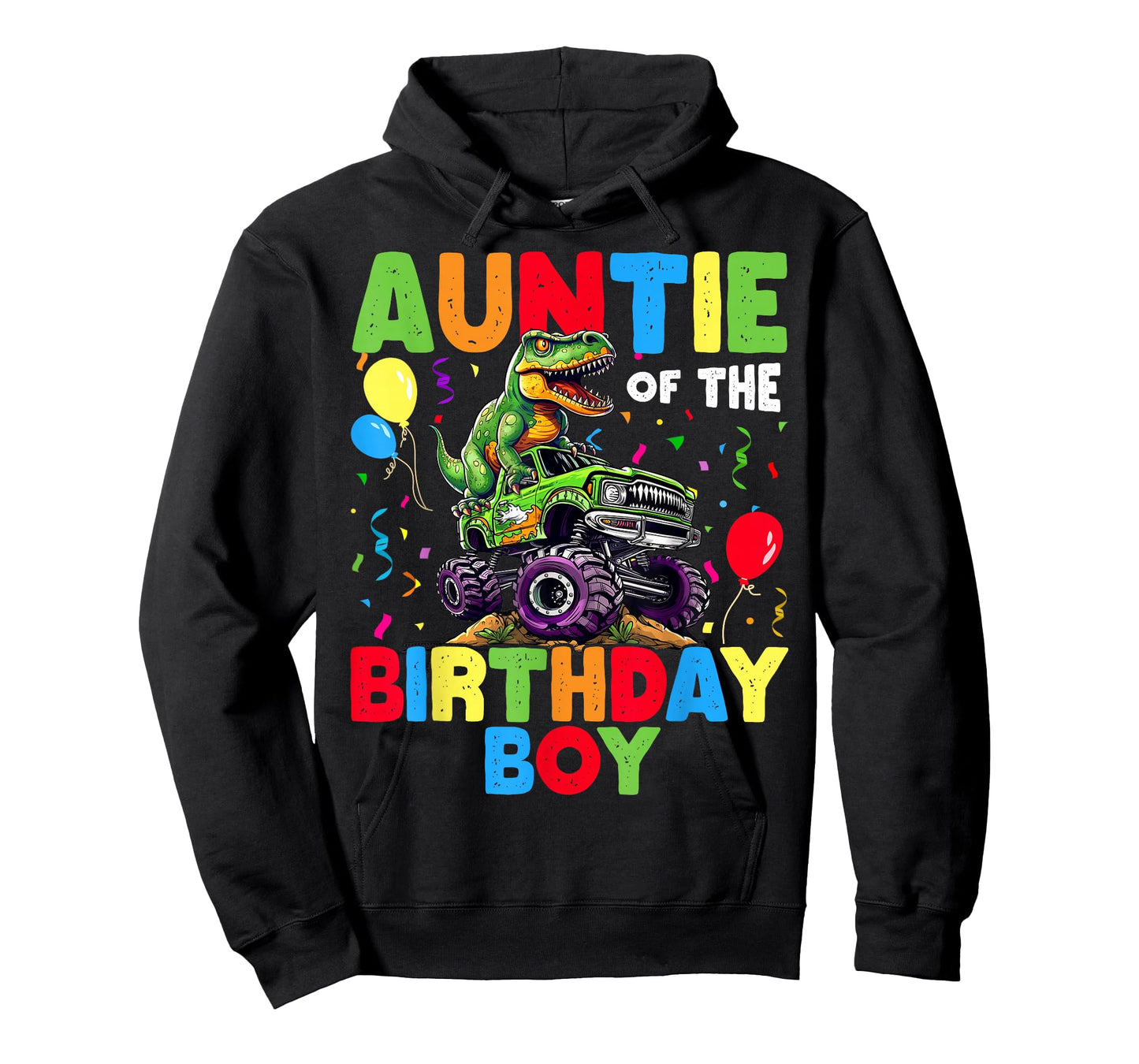 Auntie Of The Birthday Boy Dinosaur T-Rex Monster Truck T-Shirt