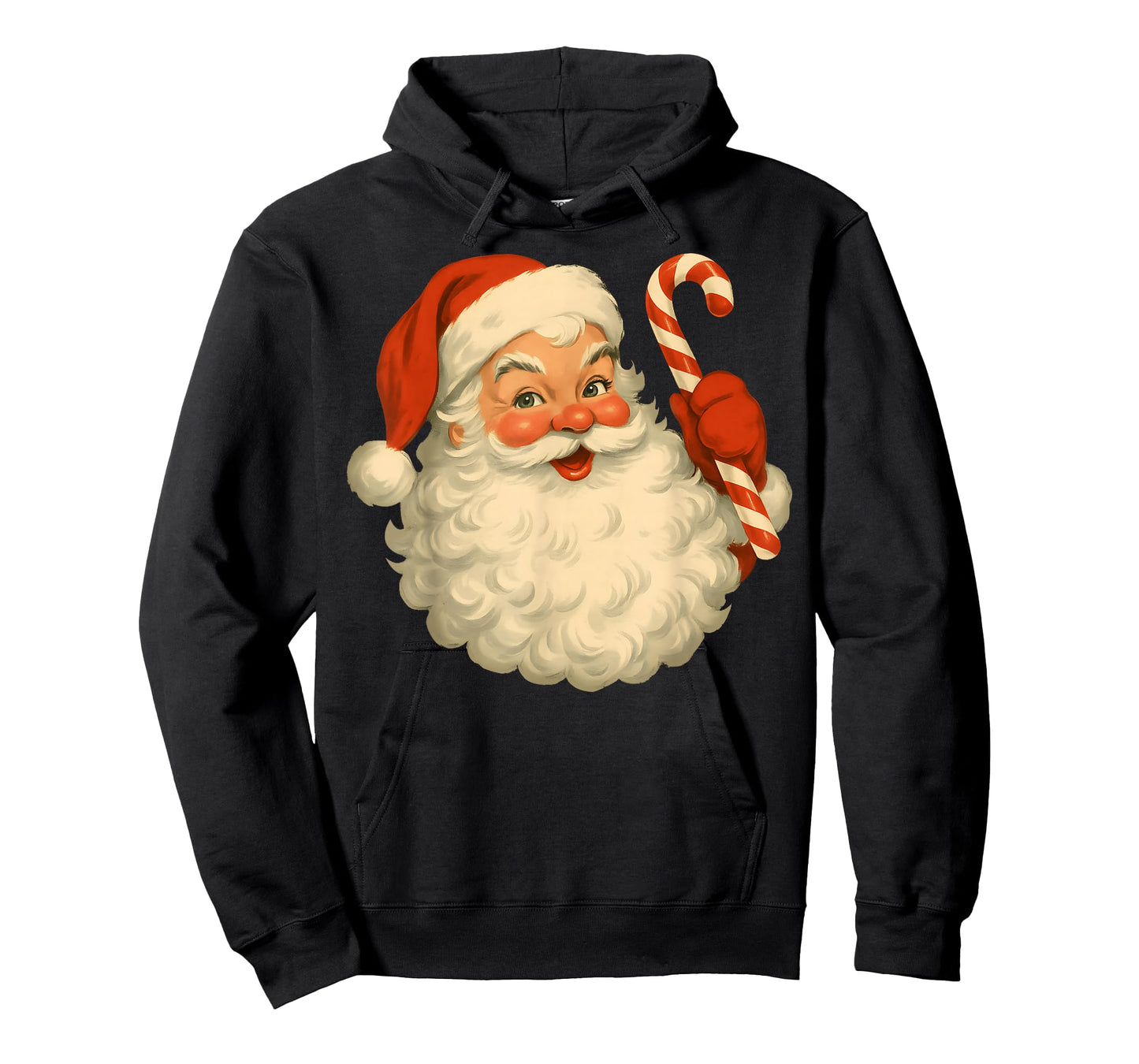 Pink Santa Claus Christmas Candy Cane Vintage Girl Women T-Shirt