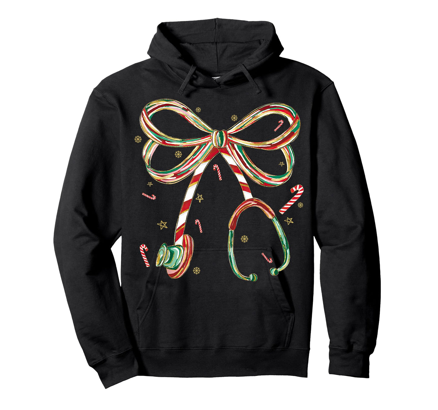 Candy Cane Coquette Bow Stethoscope Nurse Doctor Christmas T-Shirt