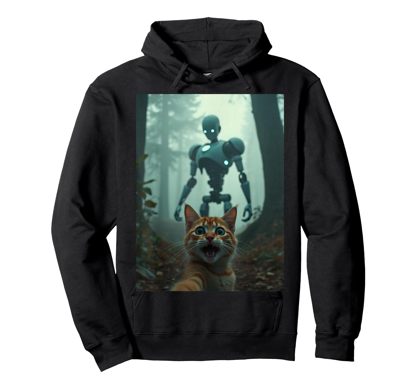 Cat Selfie With Robot Alien T-Shirt