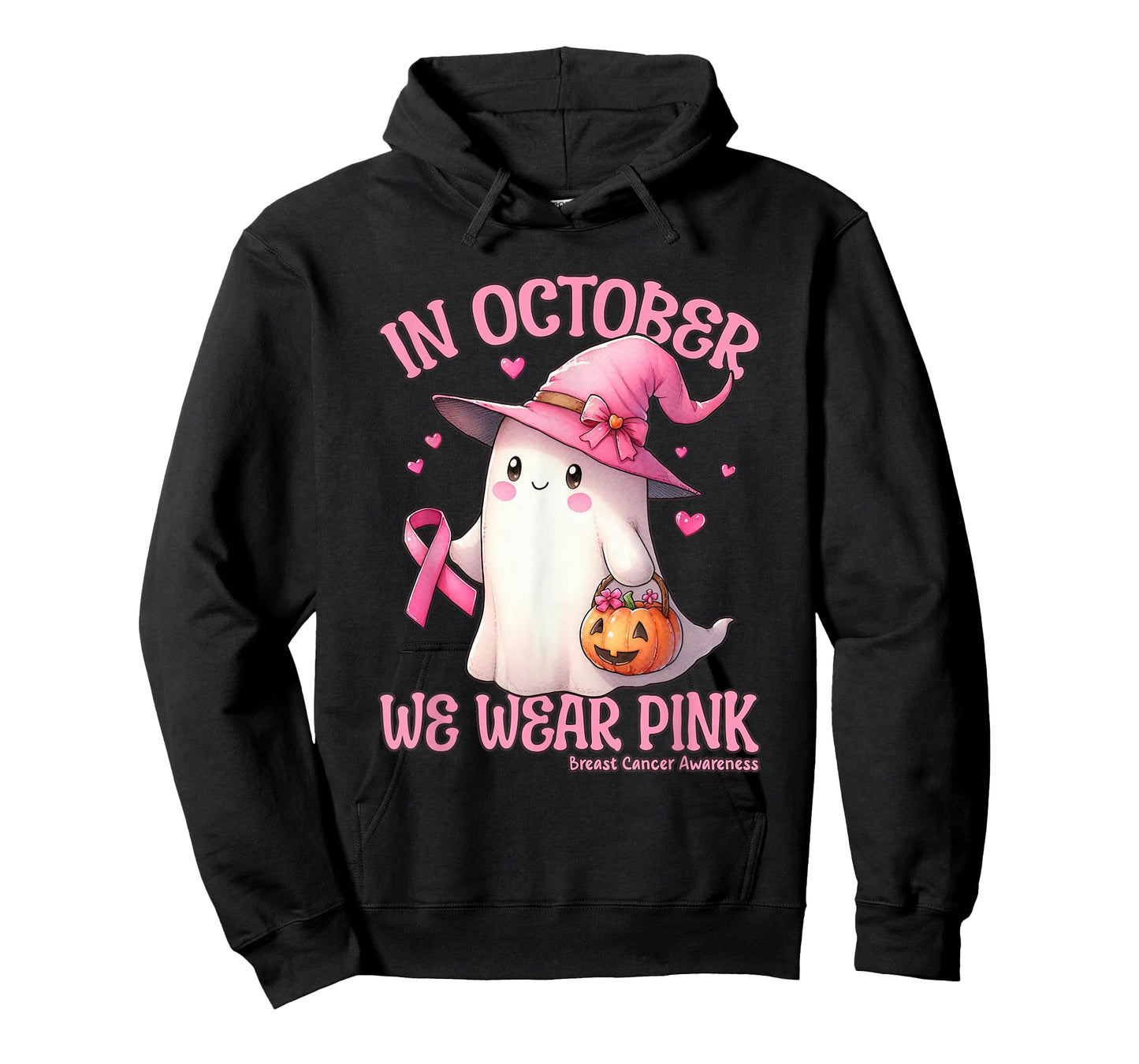 in October We Wear Pink Shirt Ghost Breast Cancer Awareness T-Shirt