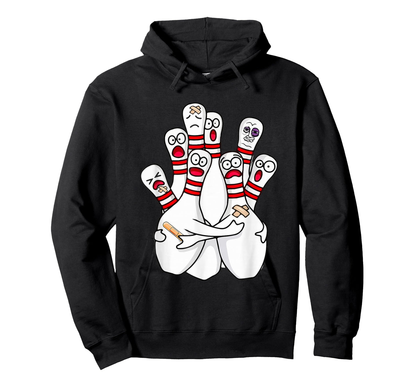 Cartoon Bowling Scared Bowling Pins Funny Sport Bowler T-Shirt