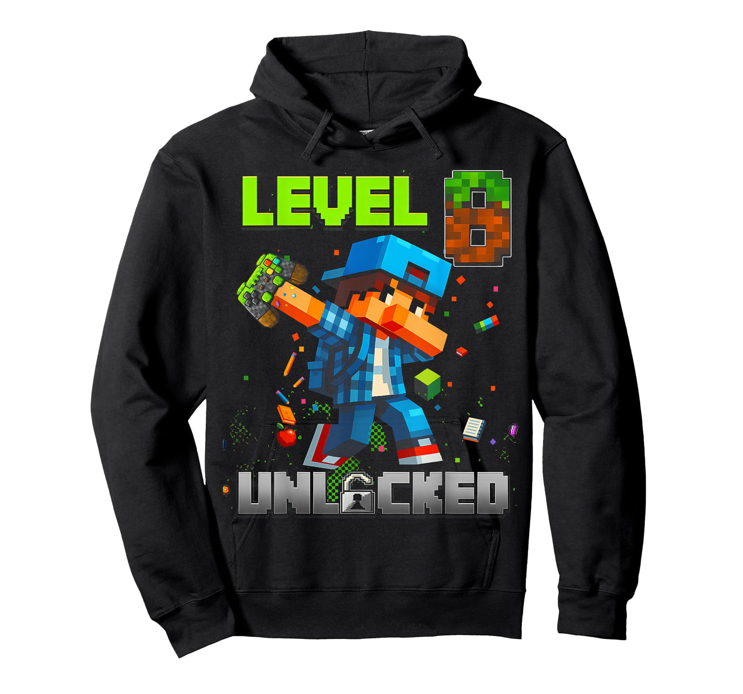 Level 8 Unlocked Funy Birthday Boy Pixel Gamer 8th Birthday T-Shirt