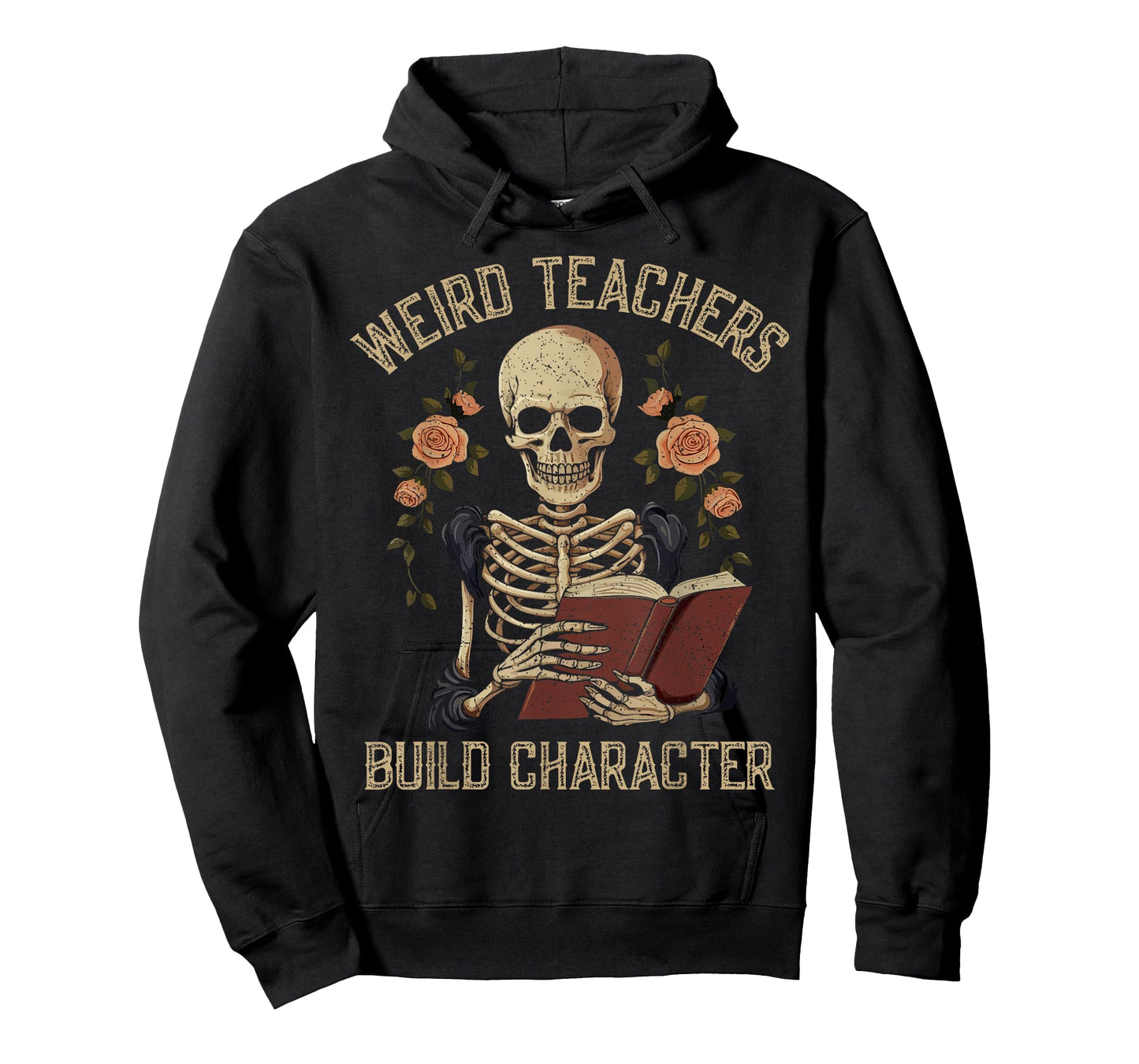 Weird Teachers Build Character Skeleton Book Halloween Women T-Shirt