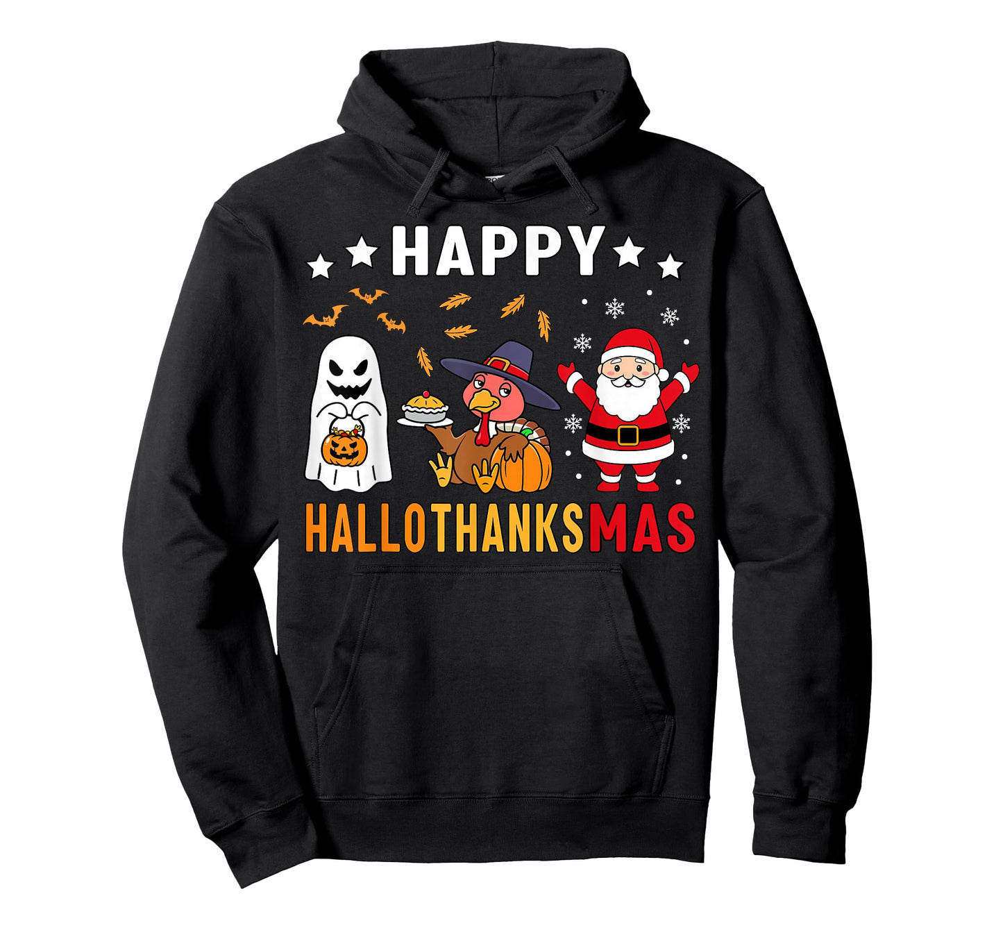 Happy Hallothanksmas Ghost Turkey Pumpkin Christmas Santa T-Shirt