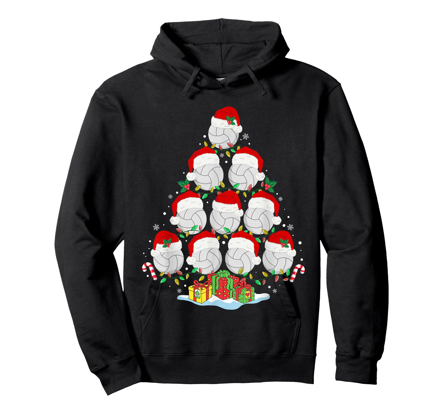 Volleyball Christmas Tree Lights Funny Xmas Girls Teen Women T-Shirt
