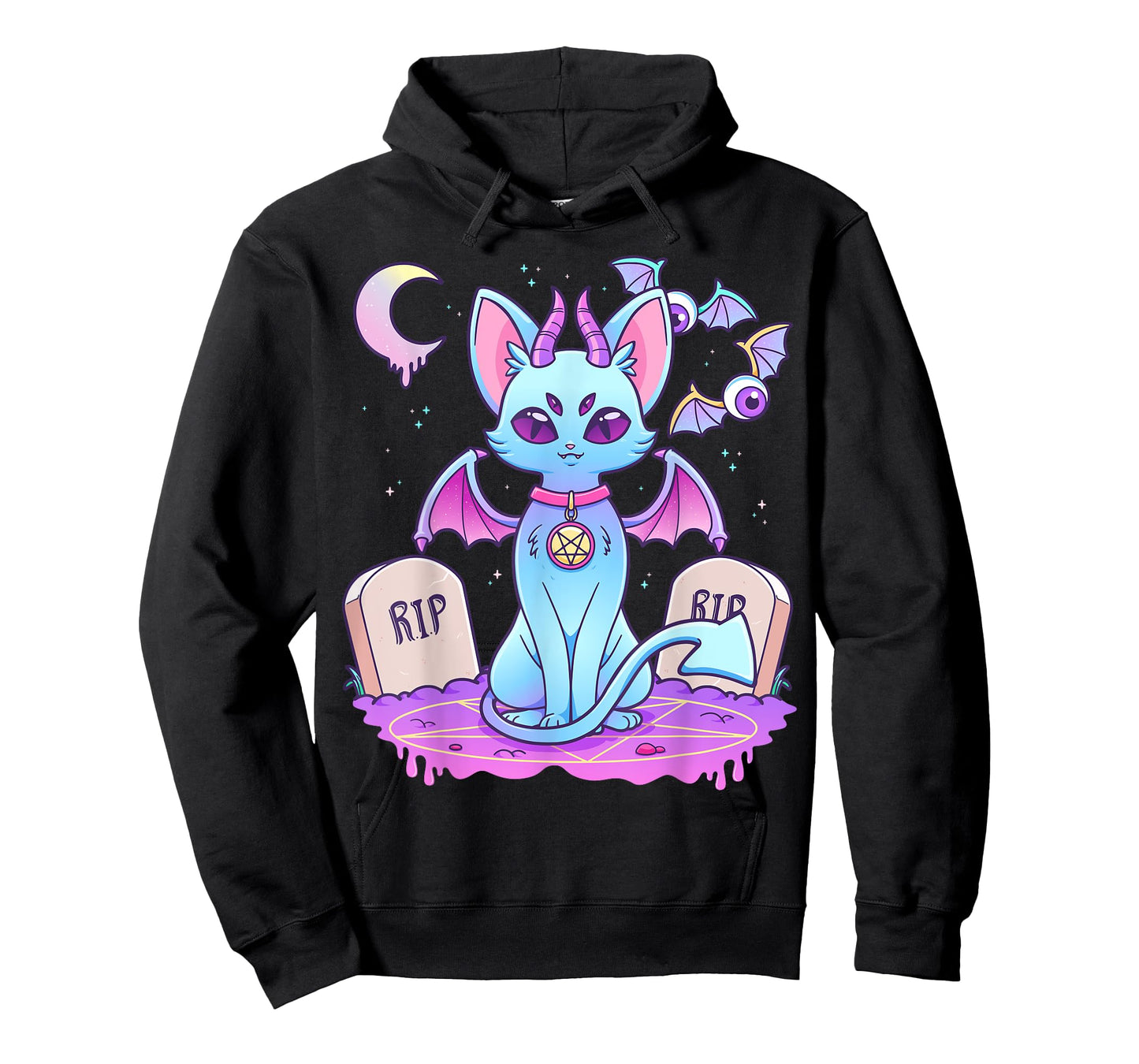 Pastel Goth Creepy Pentagram Cat Kawaii Emo Kitten Nu Goth Men Women Girls Kids T-Shirt