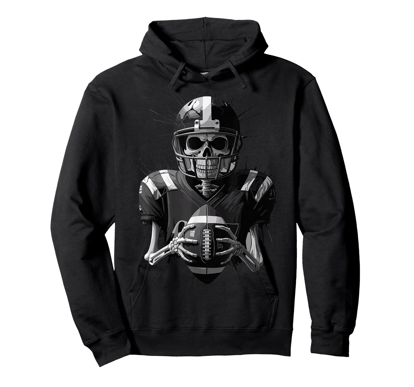Halloween Skeleton Football Player Spooky Sports Graphic T-Shirt