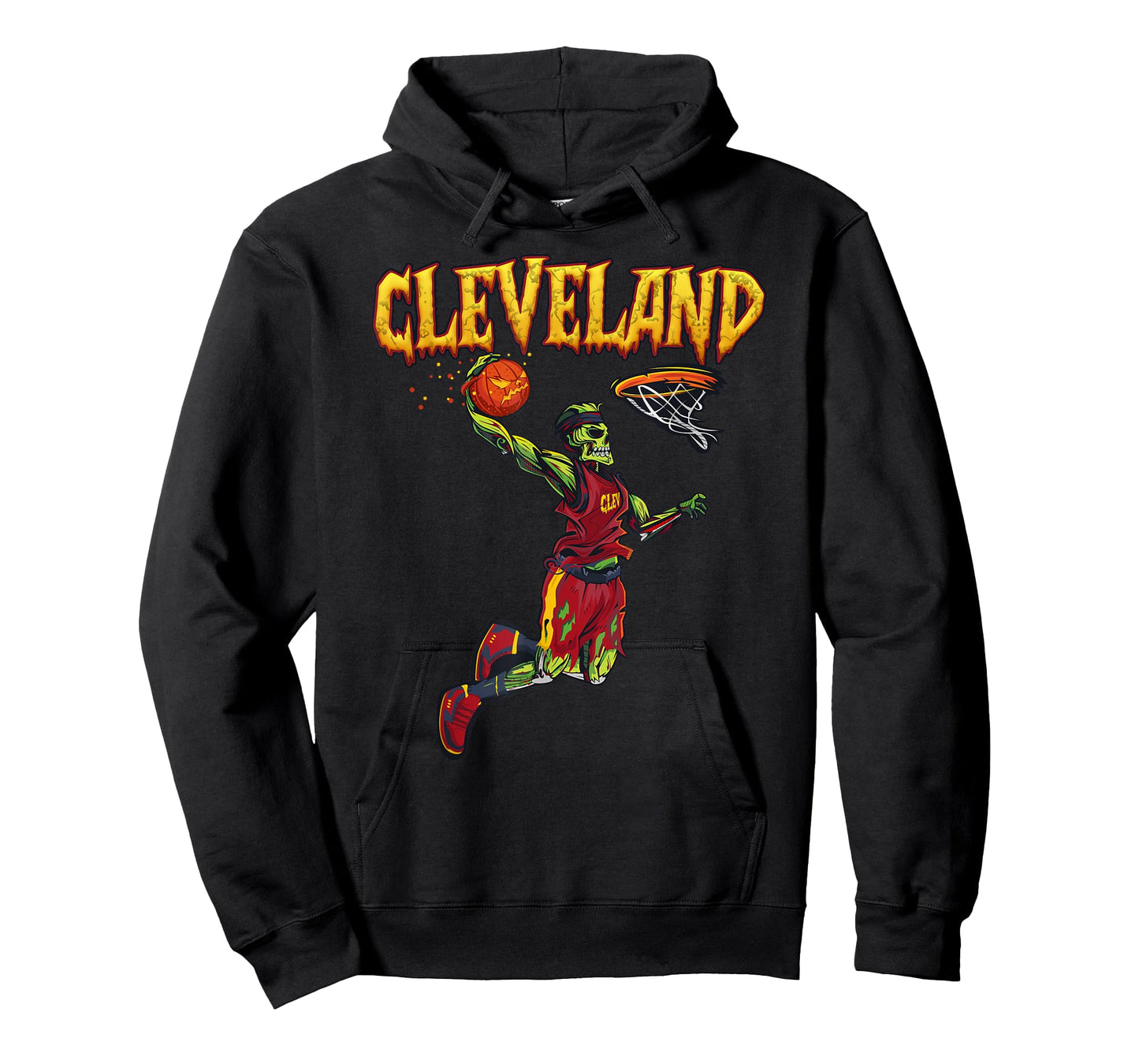 Jump Zombie Cleveland Dunk Player Halloween Pumpkin Ball T-Shirt