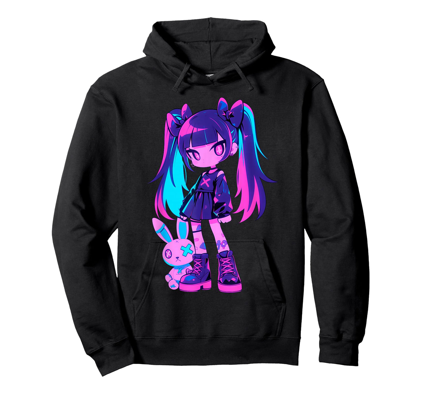 Cute E-Girl Anime Girl Grunge Goth Bunny Gothic Outfit T-Shirt