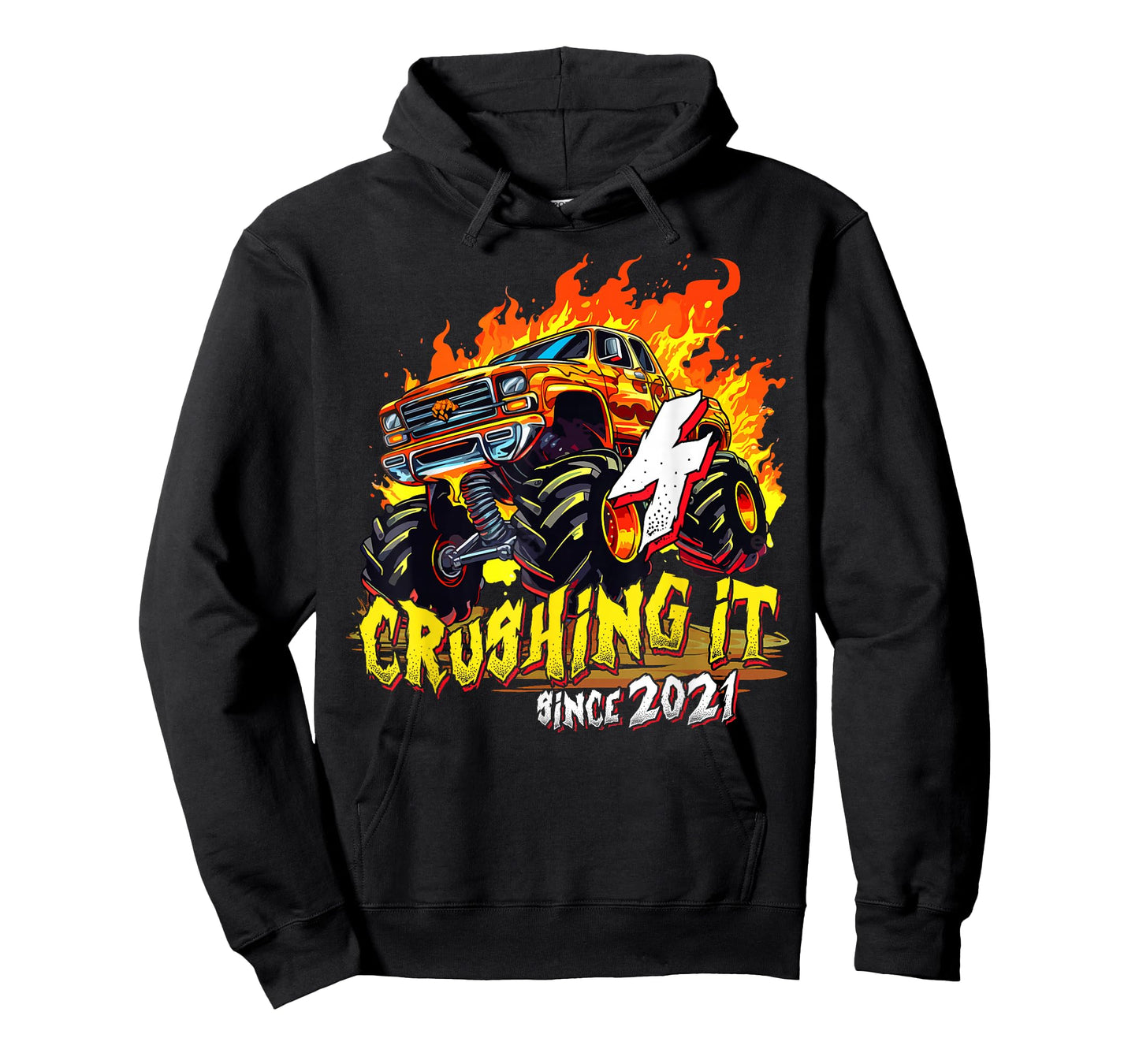 Monster Truck 4 Years Old Crushing It Since 2021 4th Bday T-Shirt