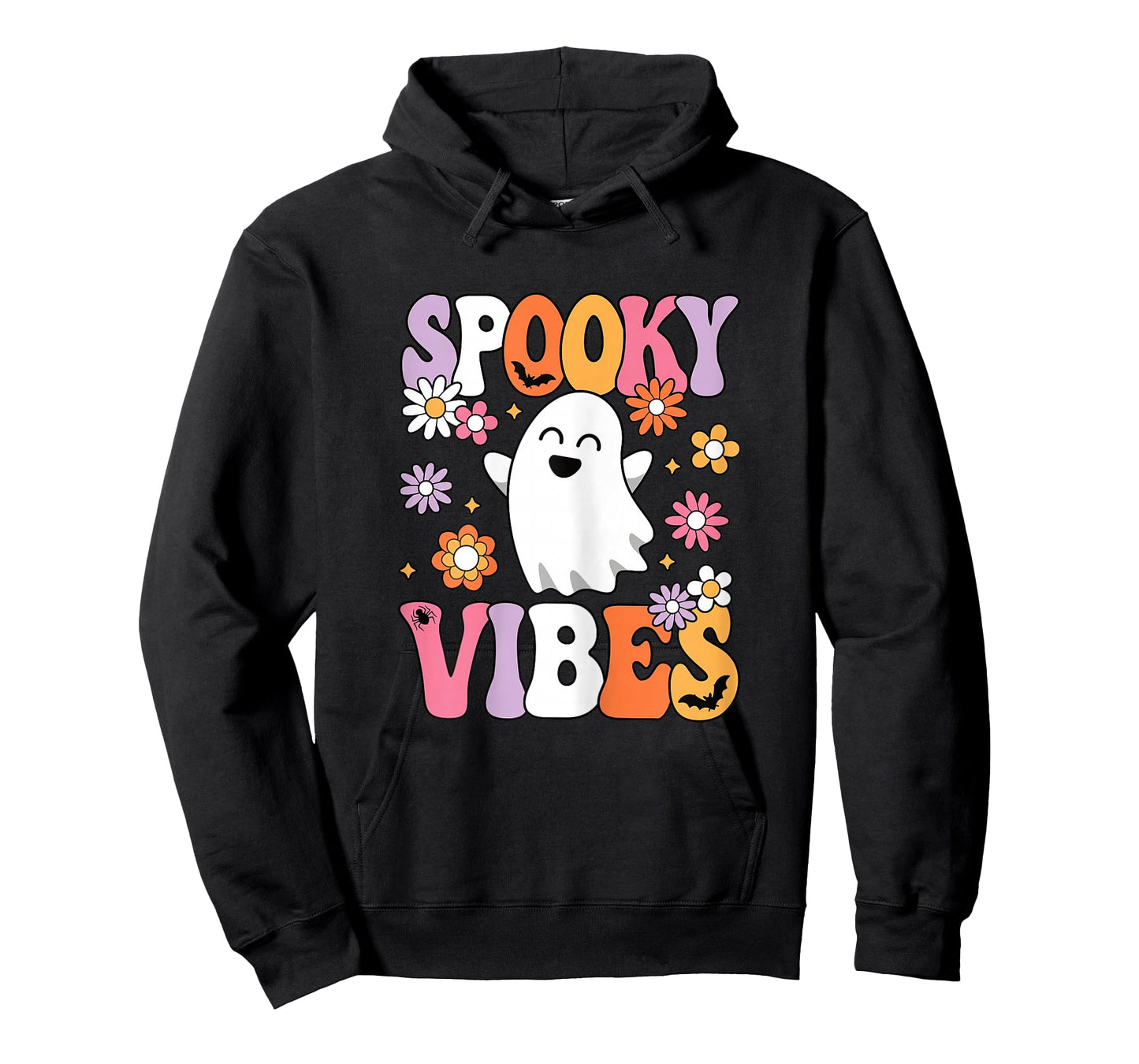 Spooky Vibes Groovy Halloween Ghost Women Girls Teens Kids T-Shirt