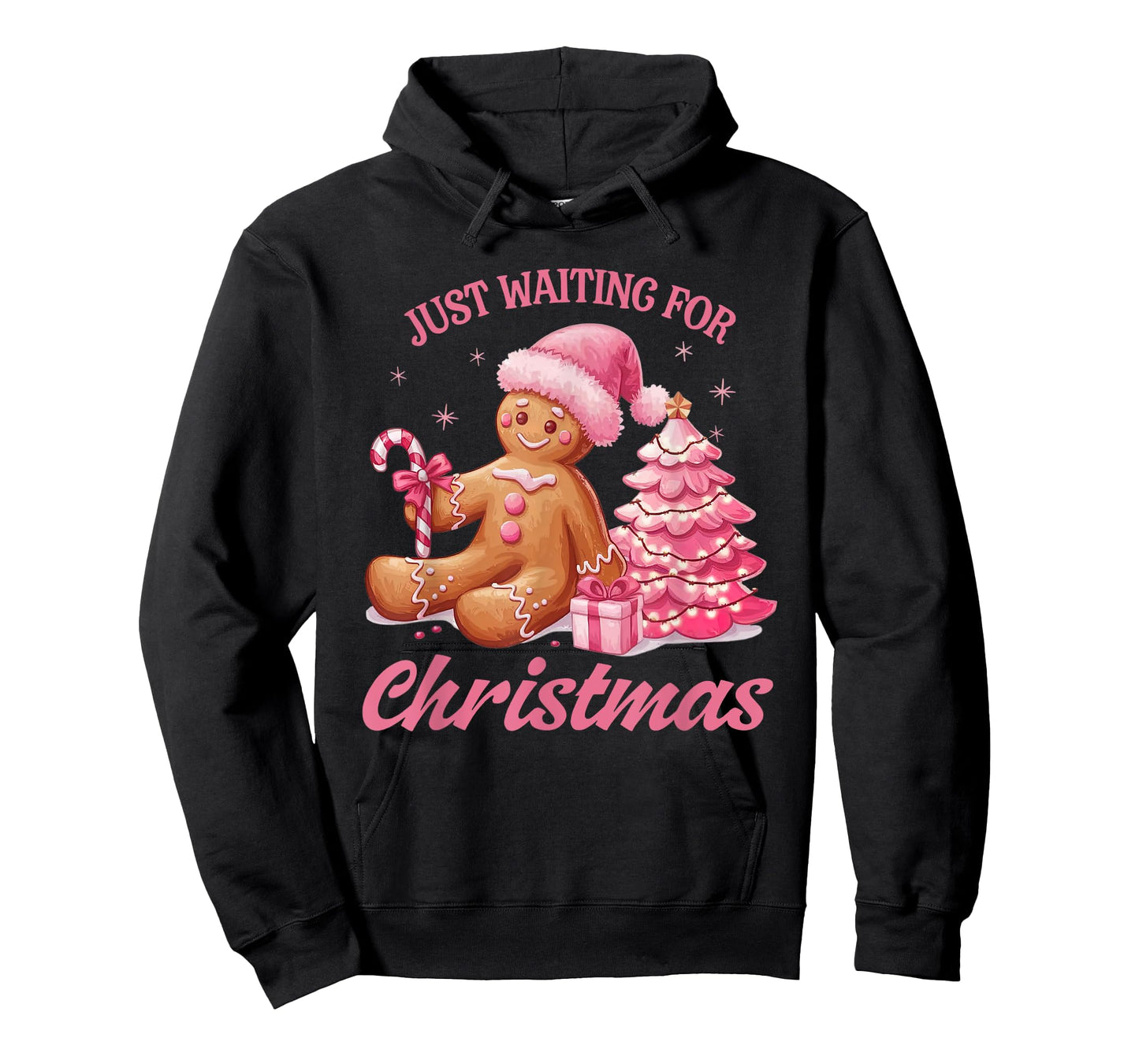 Cute Preppy Pink Gingerbread Man Candy Canes Christmas Tree T-Shirt