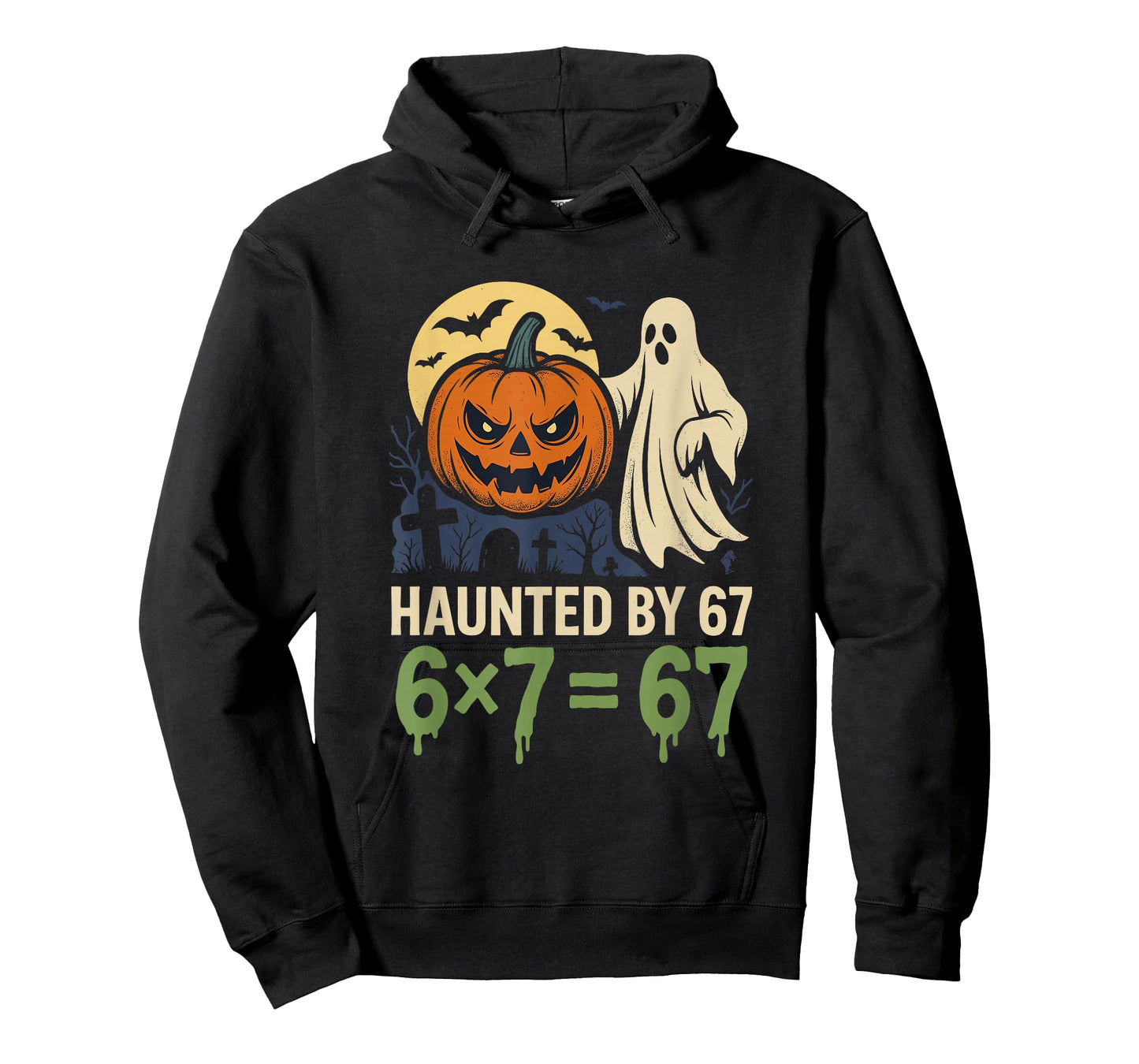 Haunted by 67 Funny 6x7 Equals 67 Math Halloween Meme Ghost T-Shirt