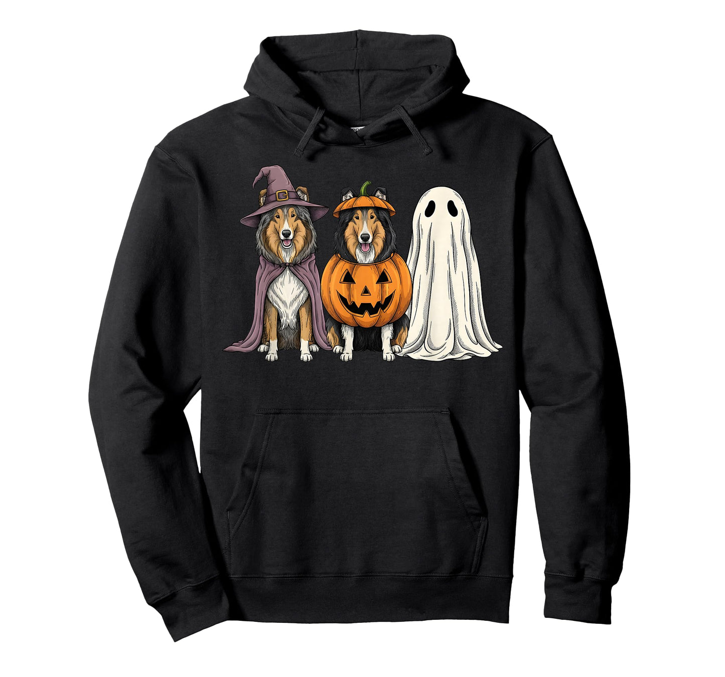 Spooky Ghost Rough Collie Pumpkin Halloween Dog Lover T-Shirt