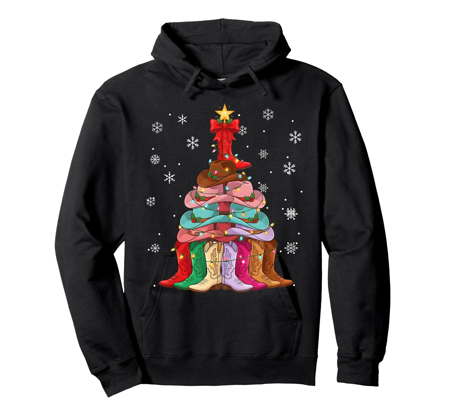 Cowboy Hat & Boot Christmas Tree Funny Western Holiday T-Shirt
