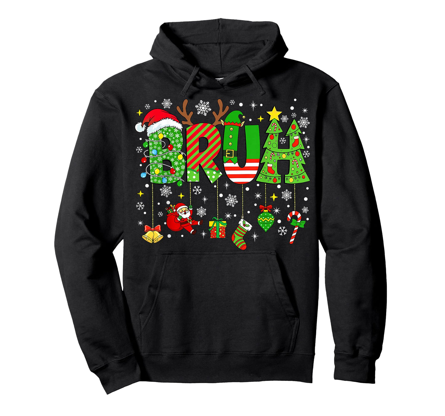 Bruh Funny Christmas Shirt for Teens Boys Kids Xmas Pajamas T-Shirt