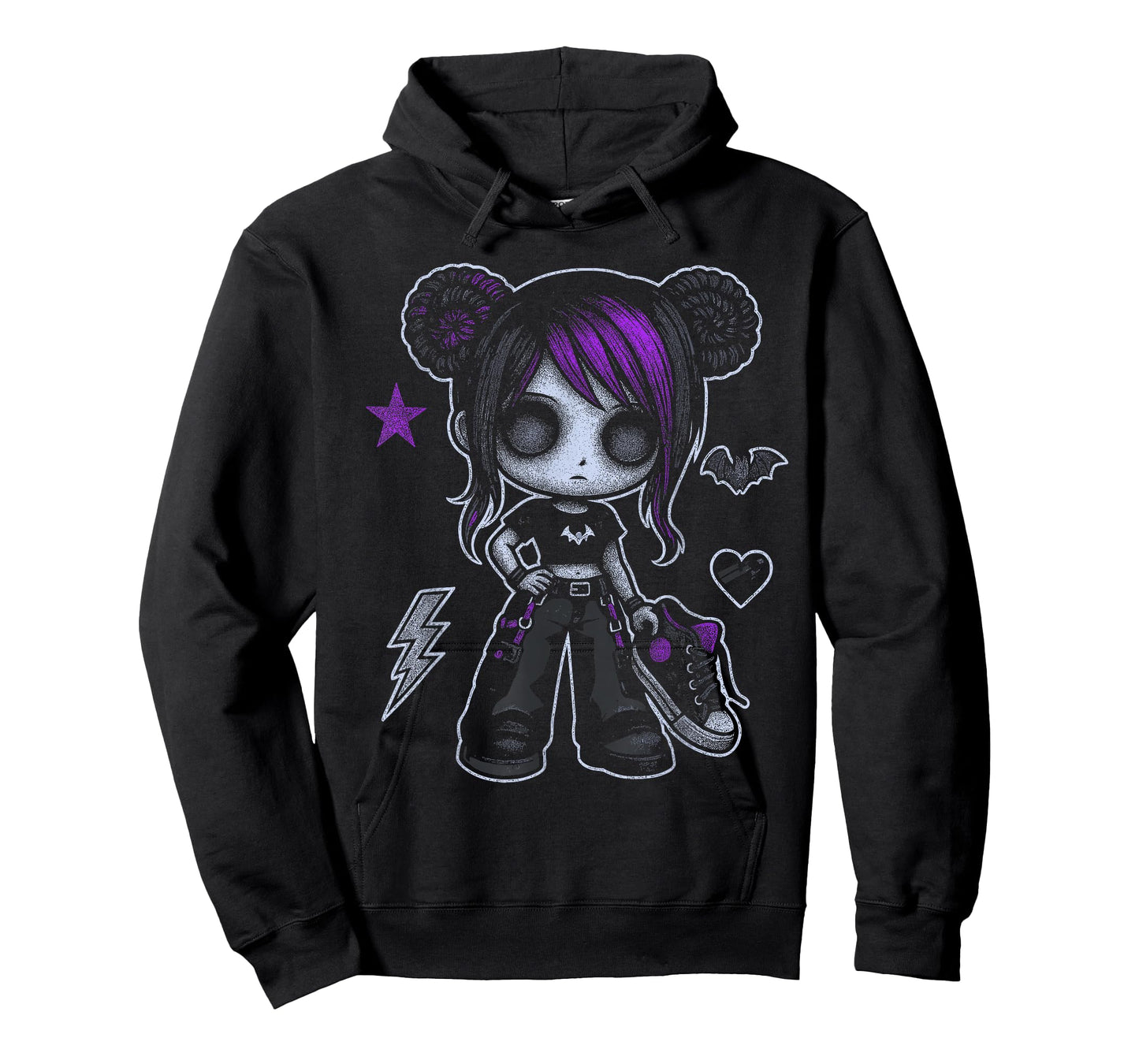 Emo Girl With Purple Highlights And Bat Goth Girl T-Shirt