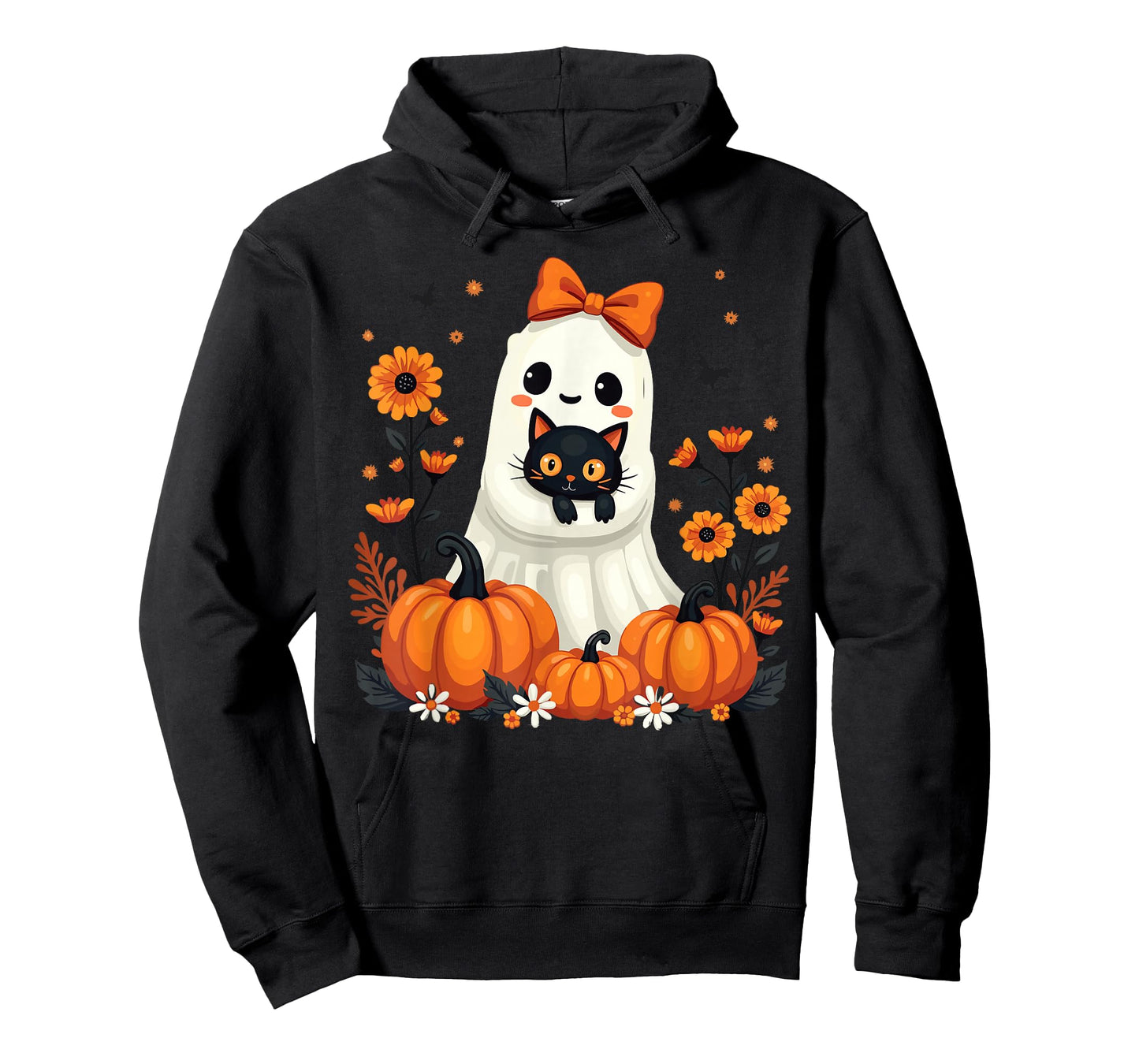 Halloween Ghost Holding Cat Vintage Spooky T-Shirt
