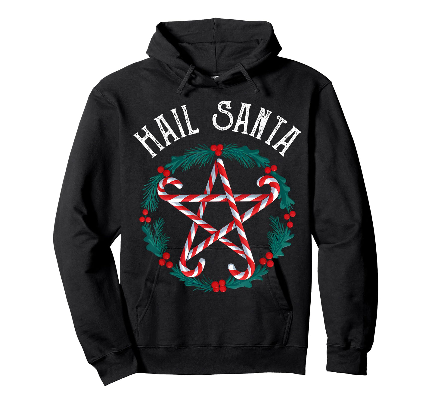 Hail Santa Candy Cane Pentagram Gothmas Funny Goth Christmas T-Shirt