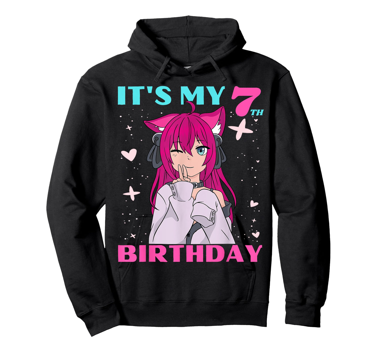 Anime Girl It's My 7th Birthday 7 Years Birthday Girl Kawaii T-Shirt