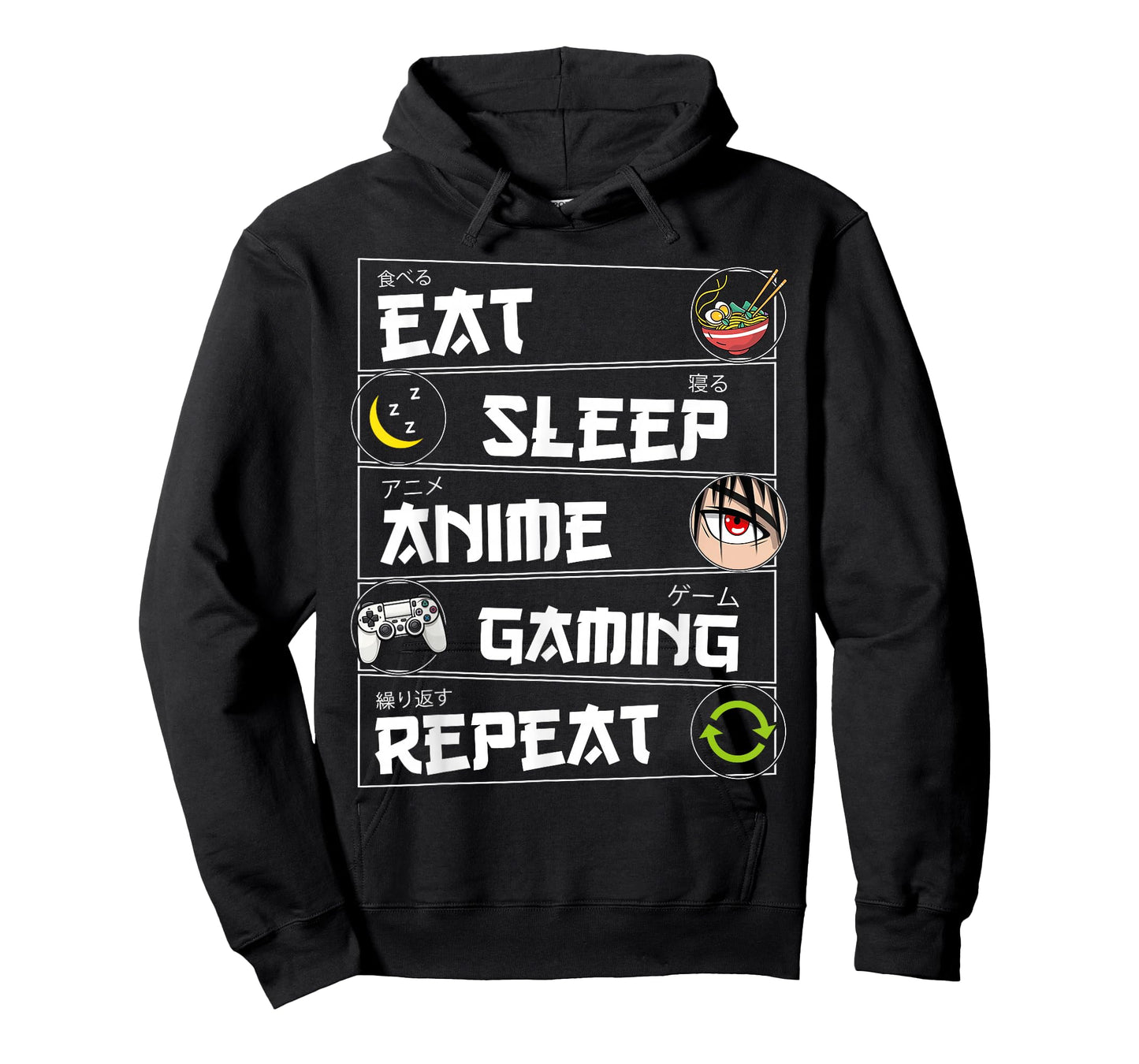 Eat Sleep Anime Gaming Repeat Kawaii Otaku Gamer Anime Manga T-Shirt