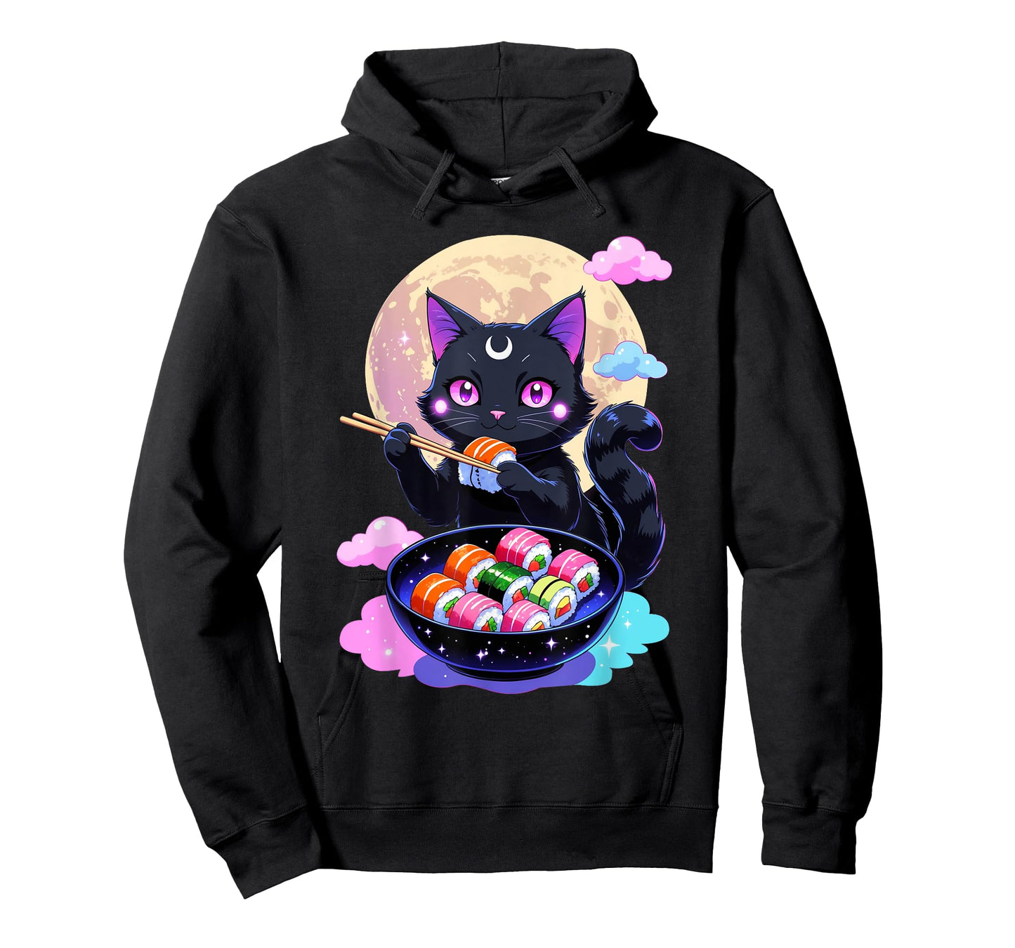 Anime Cat Girls Kawaii Cute Cat Eating Sushi Japanese Cute T-Shirt