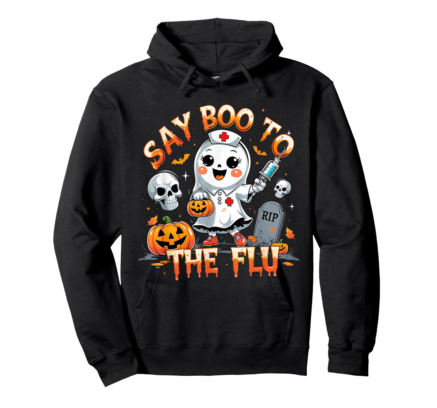 Say Boo to The Flu Ghost Nurse Halloween Costume T-Shirt