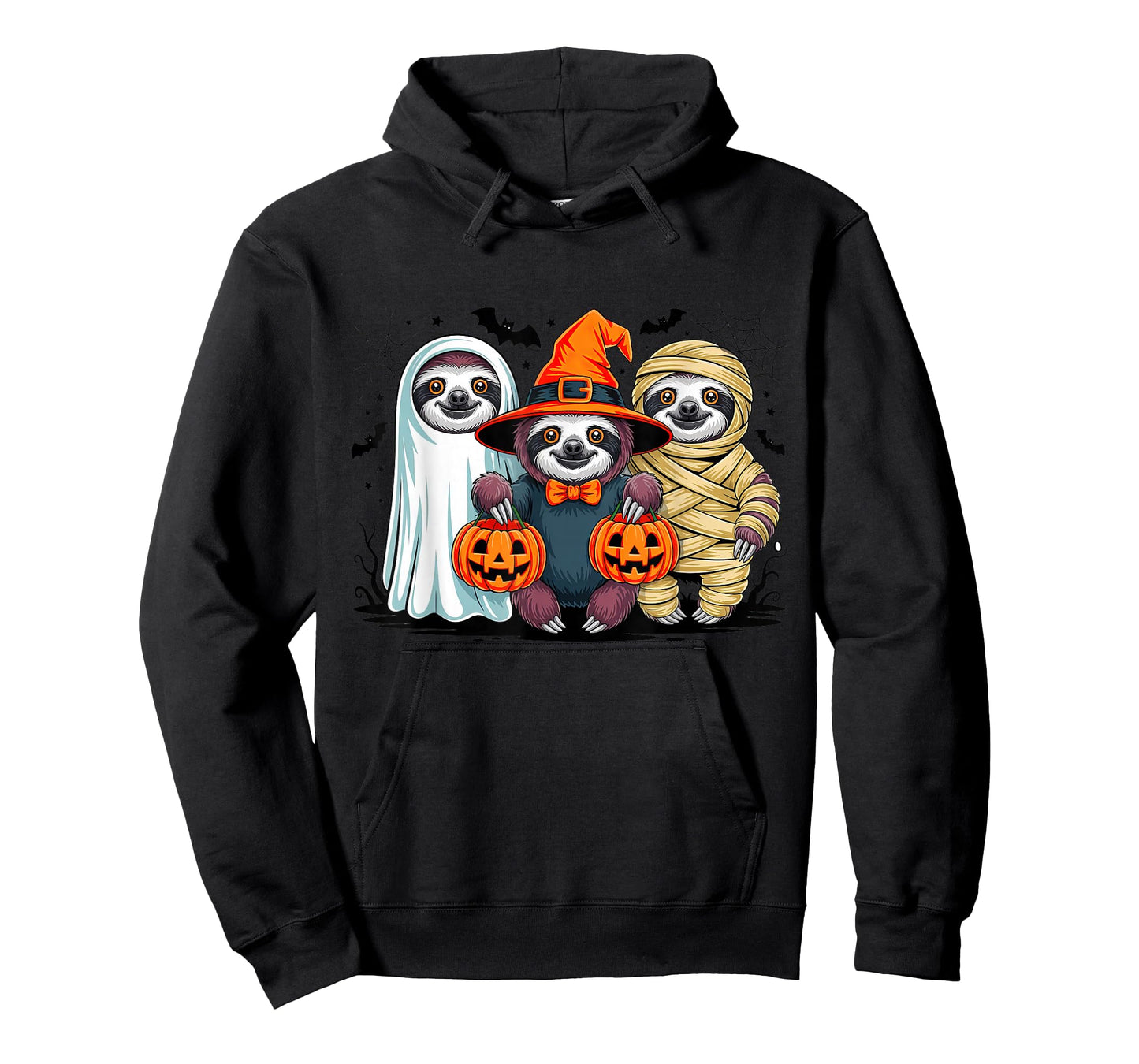 Retro Sloth Witch Scary Halloween Pumpkin Women Men Kids T-Shirt