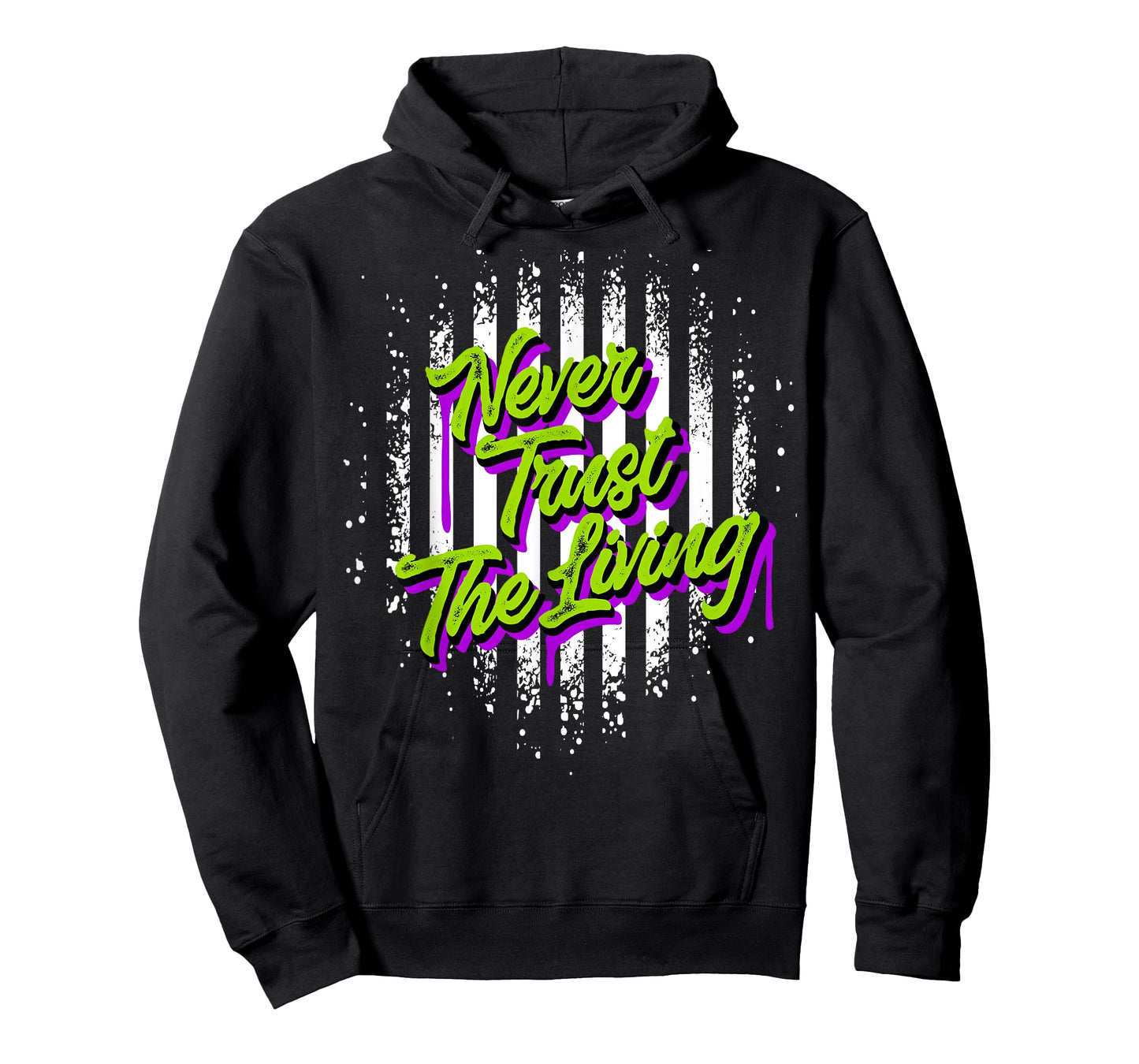 Never Trust The Living Halloween Slogan Movie Stripes T-Shirt
