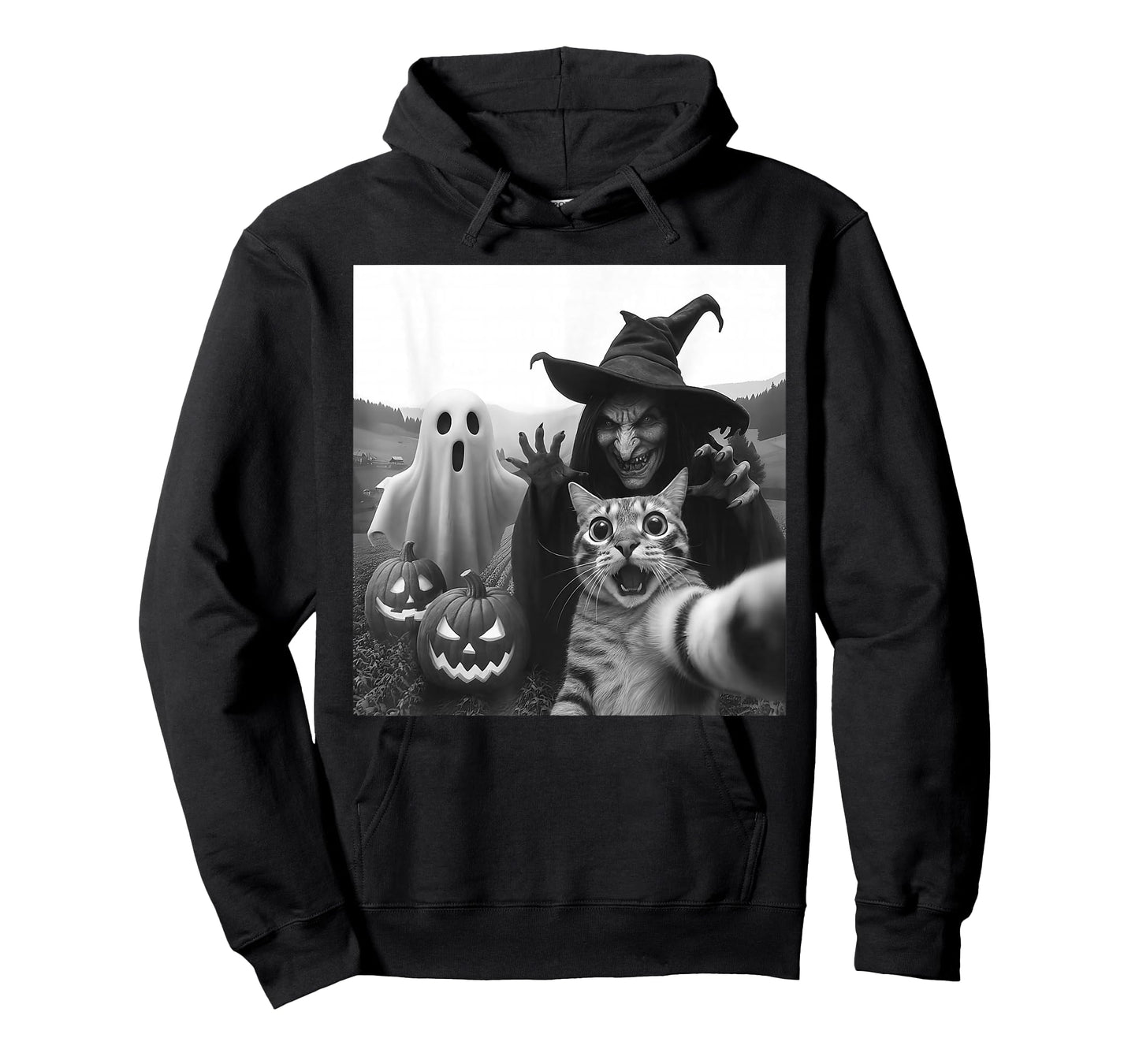 Funny Halloween Cat Selfie with Ghost Boo Witch Pumpkin T-Shirt