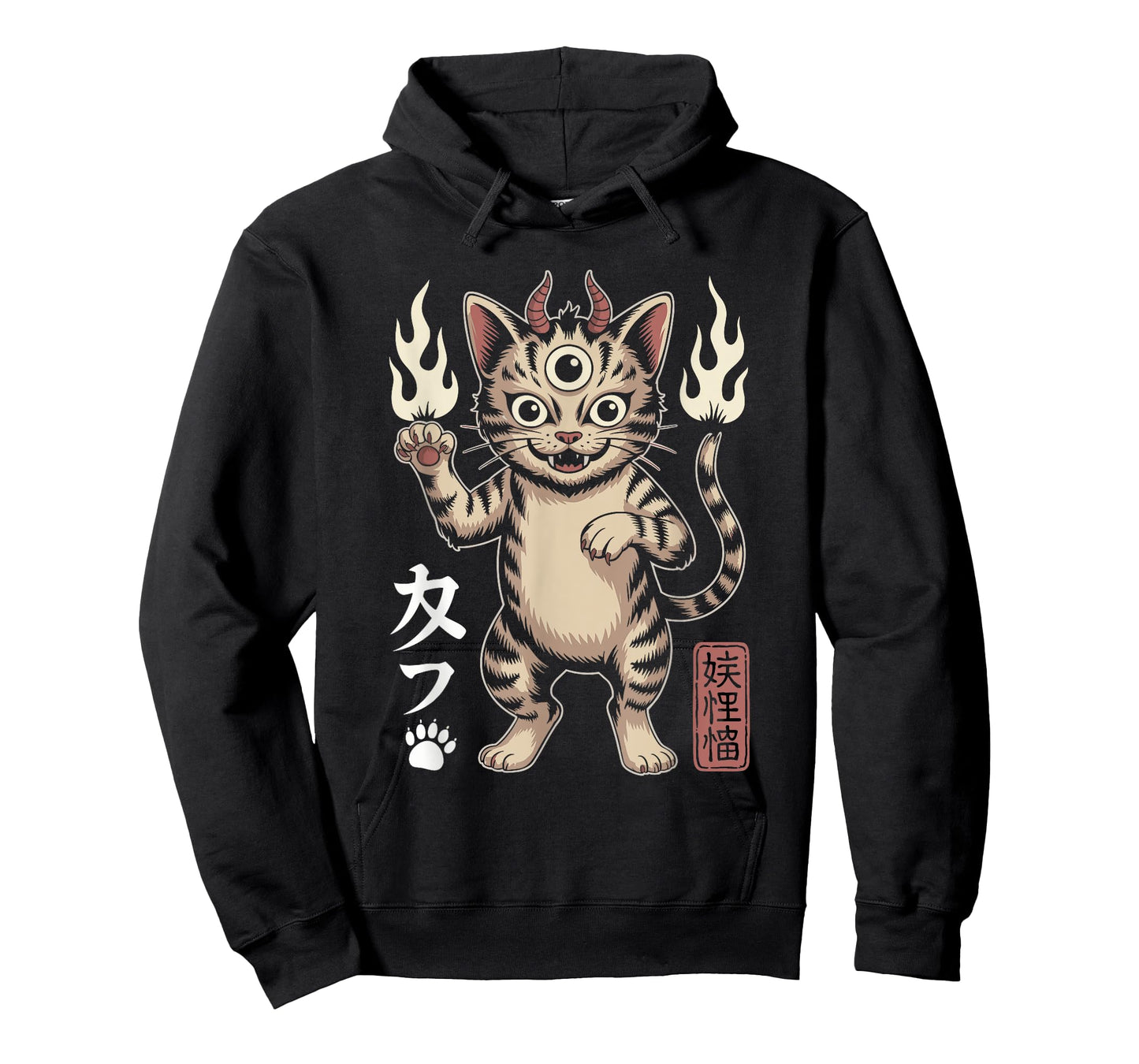 Kawaii Three-Eyed Cat Japanese Demon Anime Creature T-Shirt