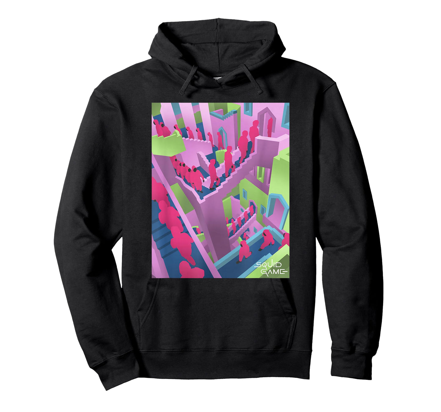 Squid Game Guards Stairs Neon Poster T-Shirt