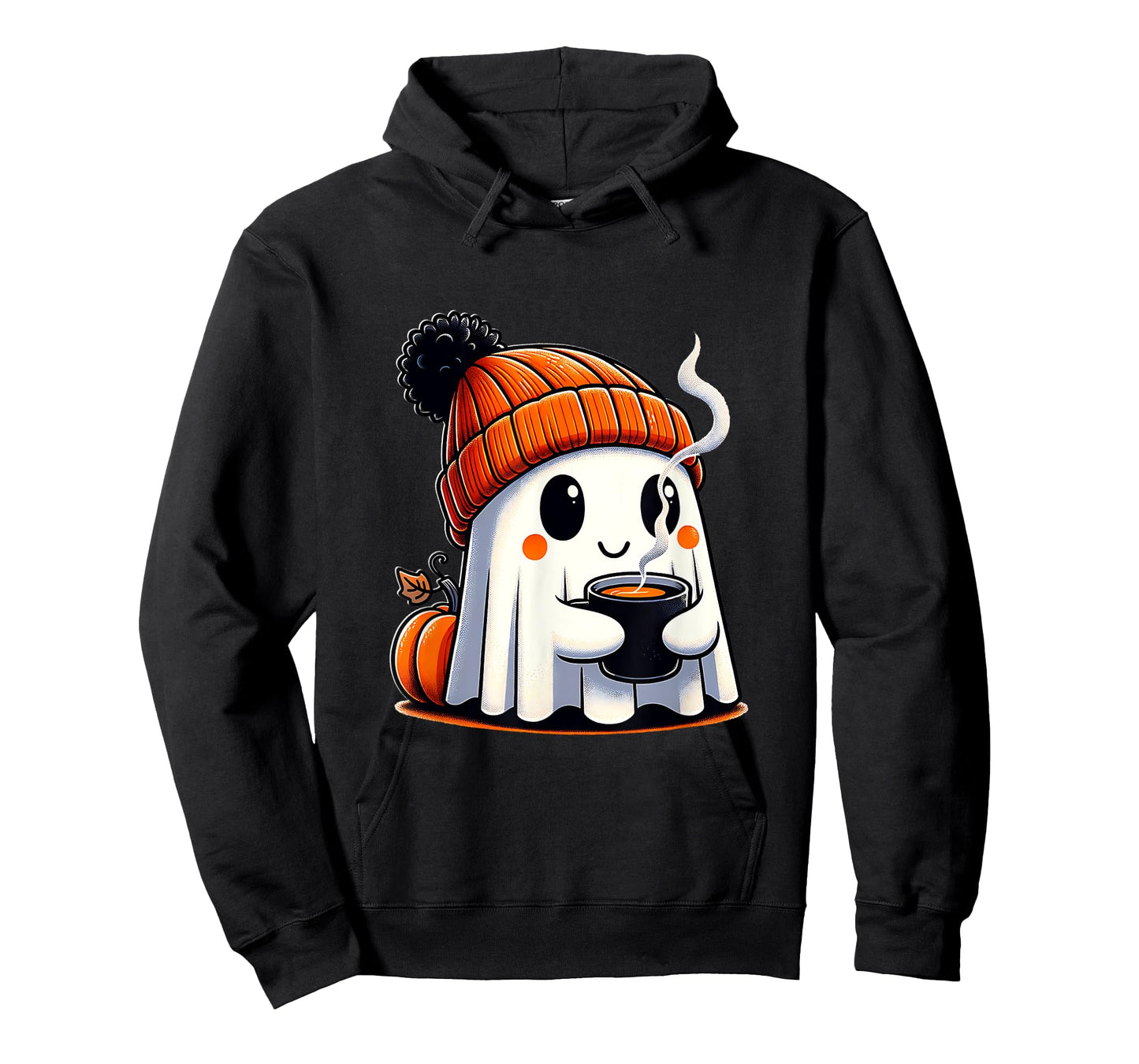 Halloween Cute Kawaii Ghost Drinking Coffee Women Men Kids T-Shirt