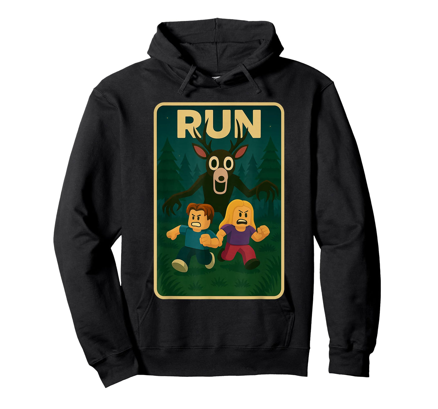 Run - 99 Nights Halloween Gamer Deer in The Forest Kids Meme T-Shirt