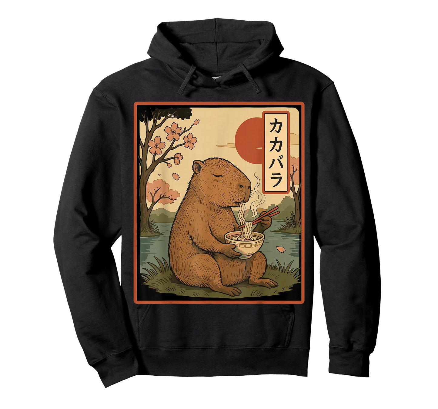 Cute Capybara Eating Ramen, Kawaii Japanese Noodle Bowl T-Shirt