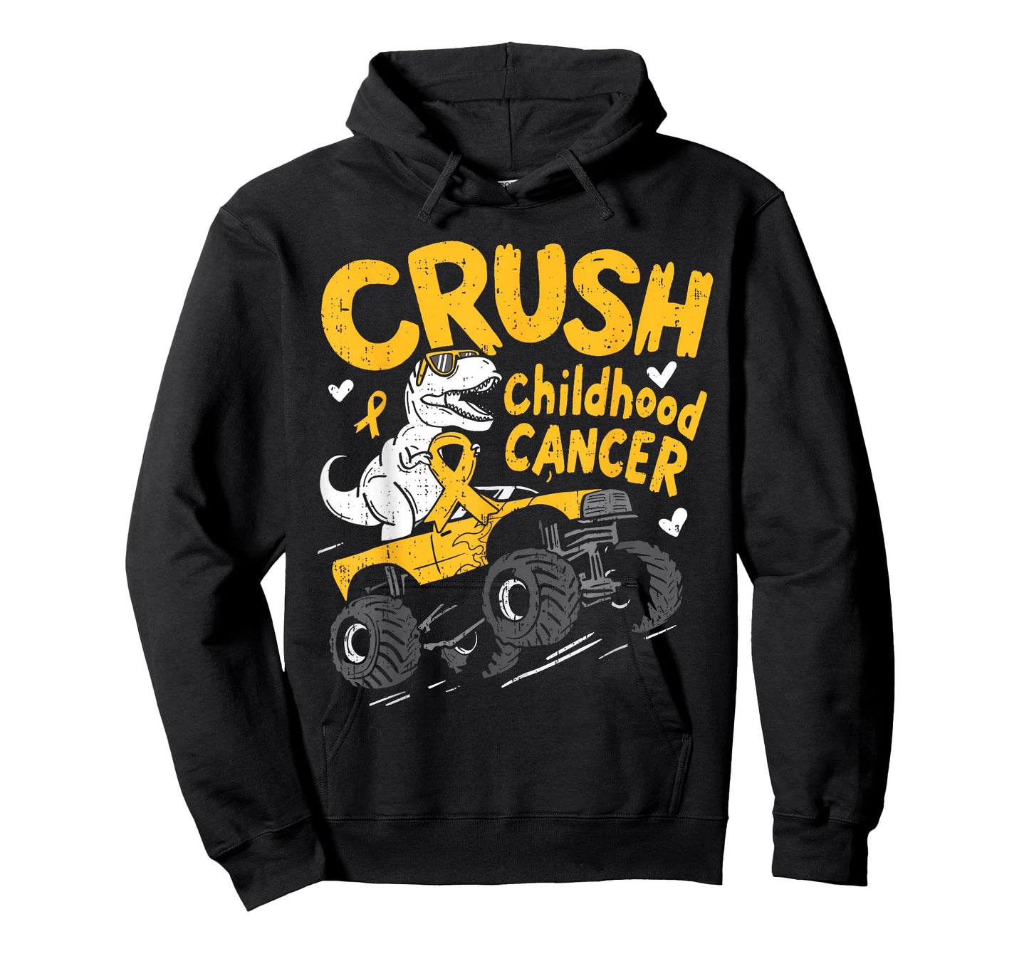 Crush Childhood Cancer Awareness T Rex Dino Truck Boy Kids T-Shirt