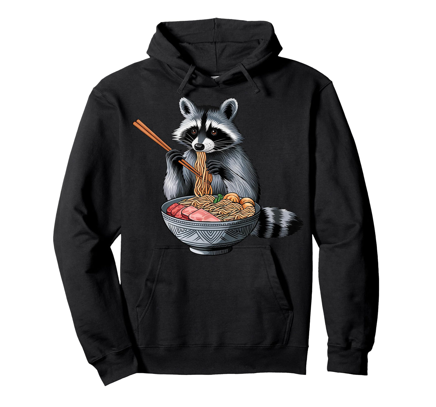 Anime Kawaii Raccoon Eating Ramen Noodles Kids Teen Girl Boy T-Shirt