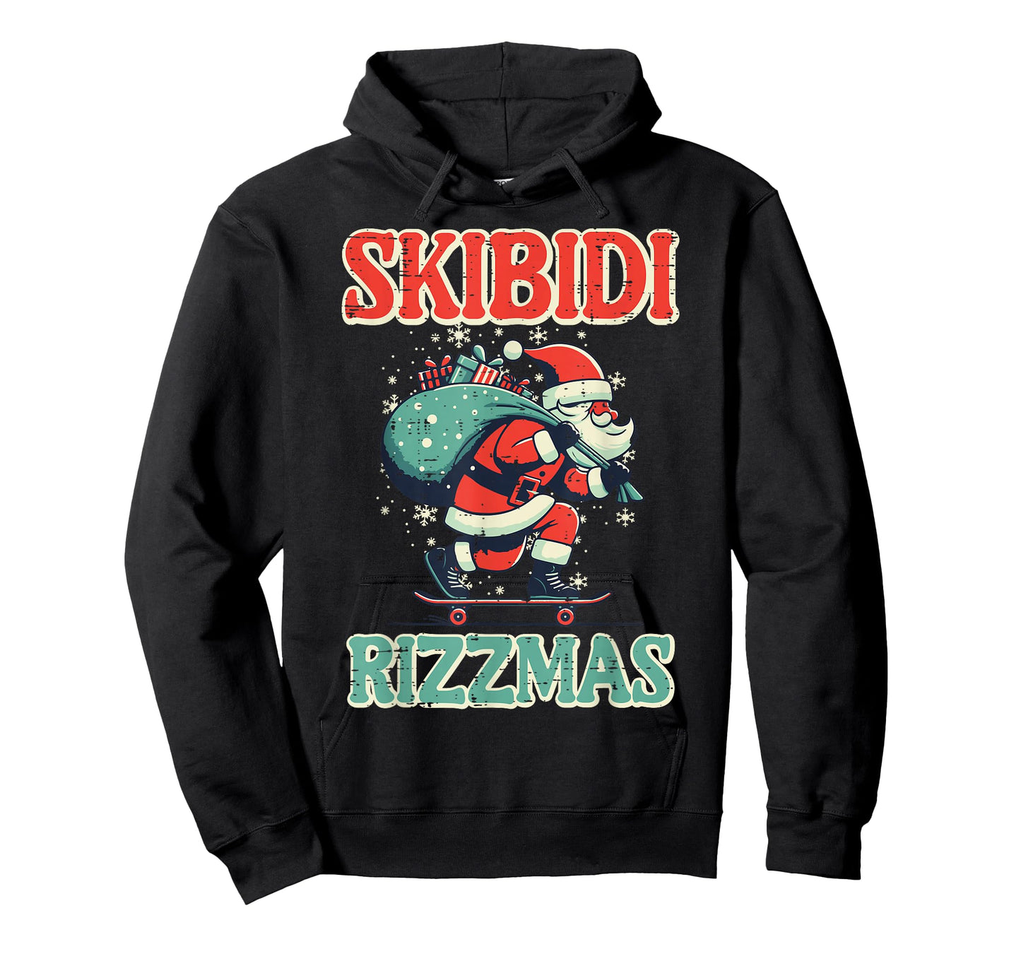 Skibidi Rizzmas Santa Funny Christmas Boys Teens Kids Men T-Shirt